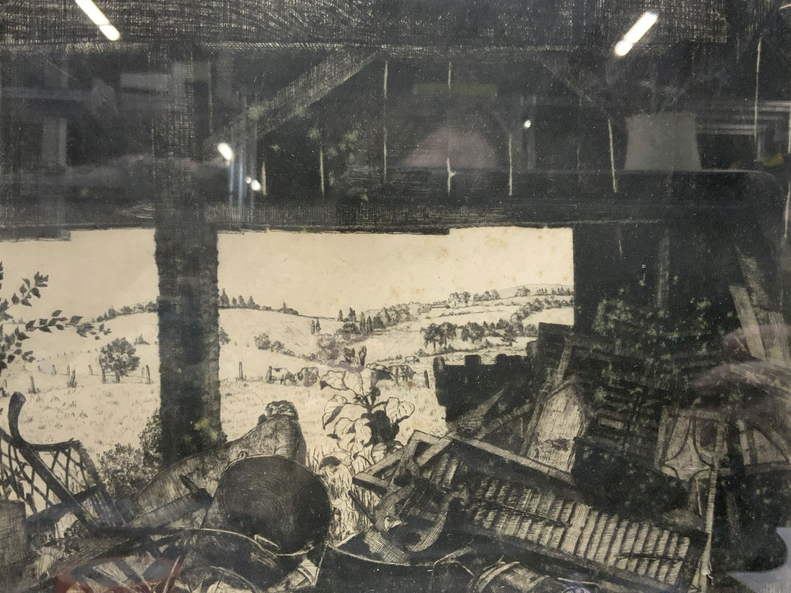 Signed Black & White Interior Plate Etching (1 of 11)