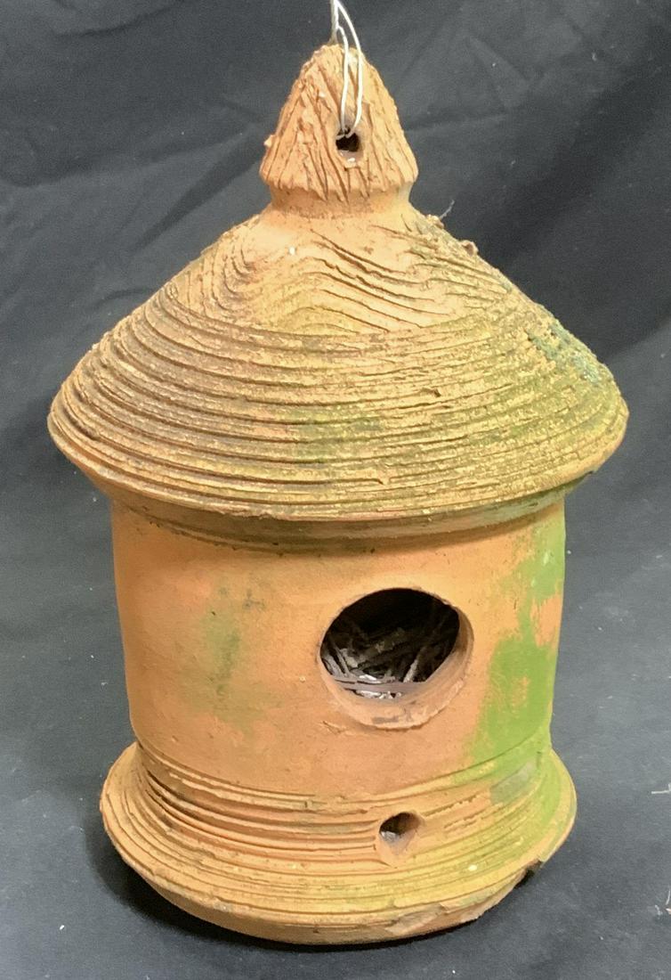 Heavy Terra Cotta Hanging Bird House (1 of 8)