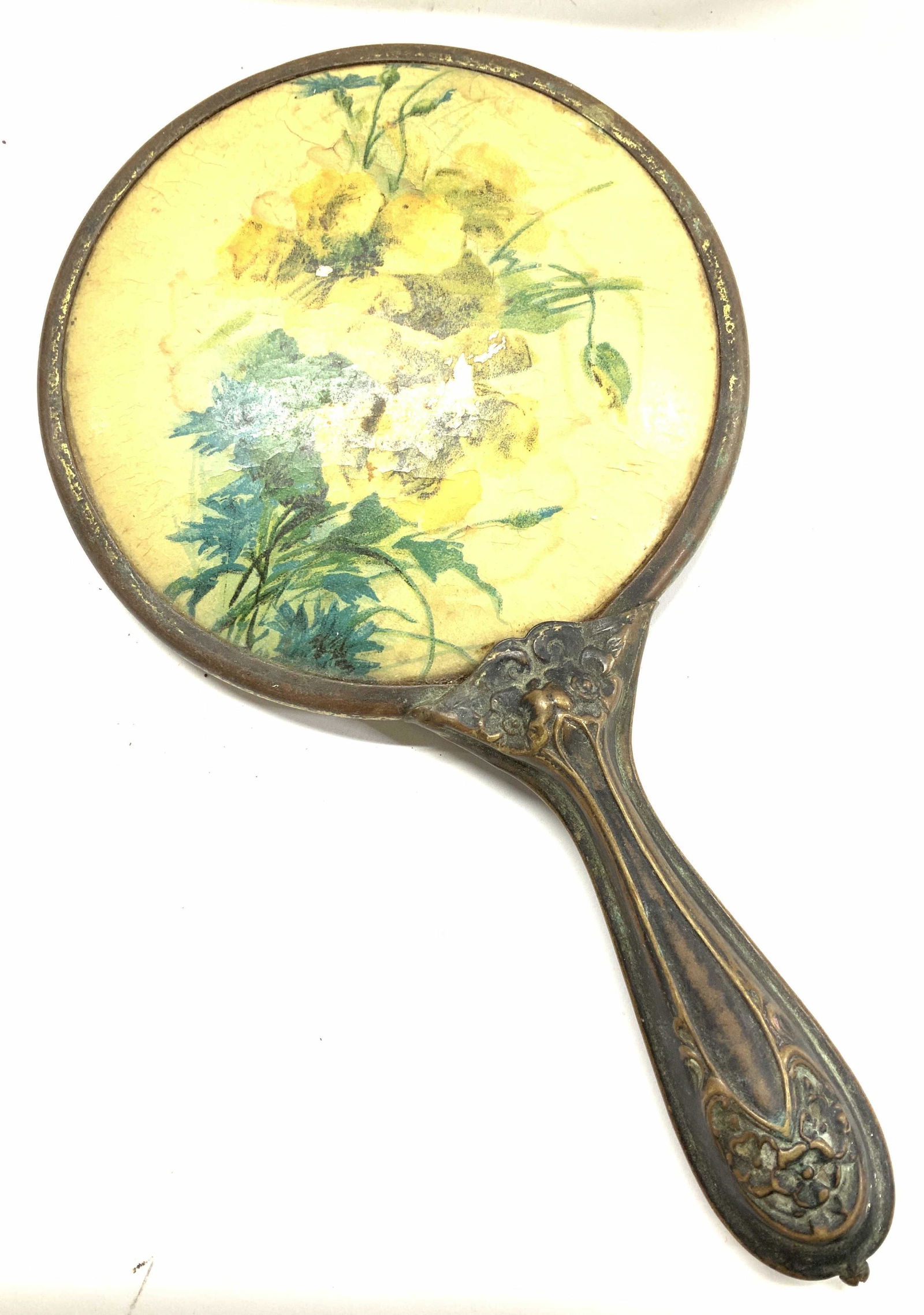 Art Nouveau Gilt Vanity Hand Held Mirror (1 of 8)