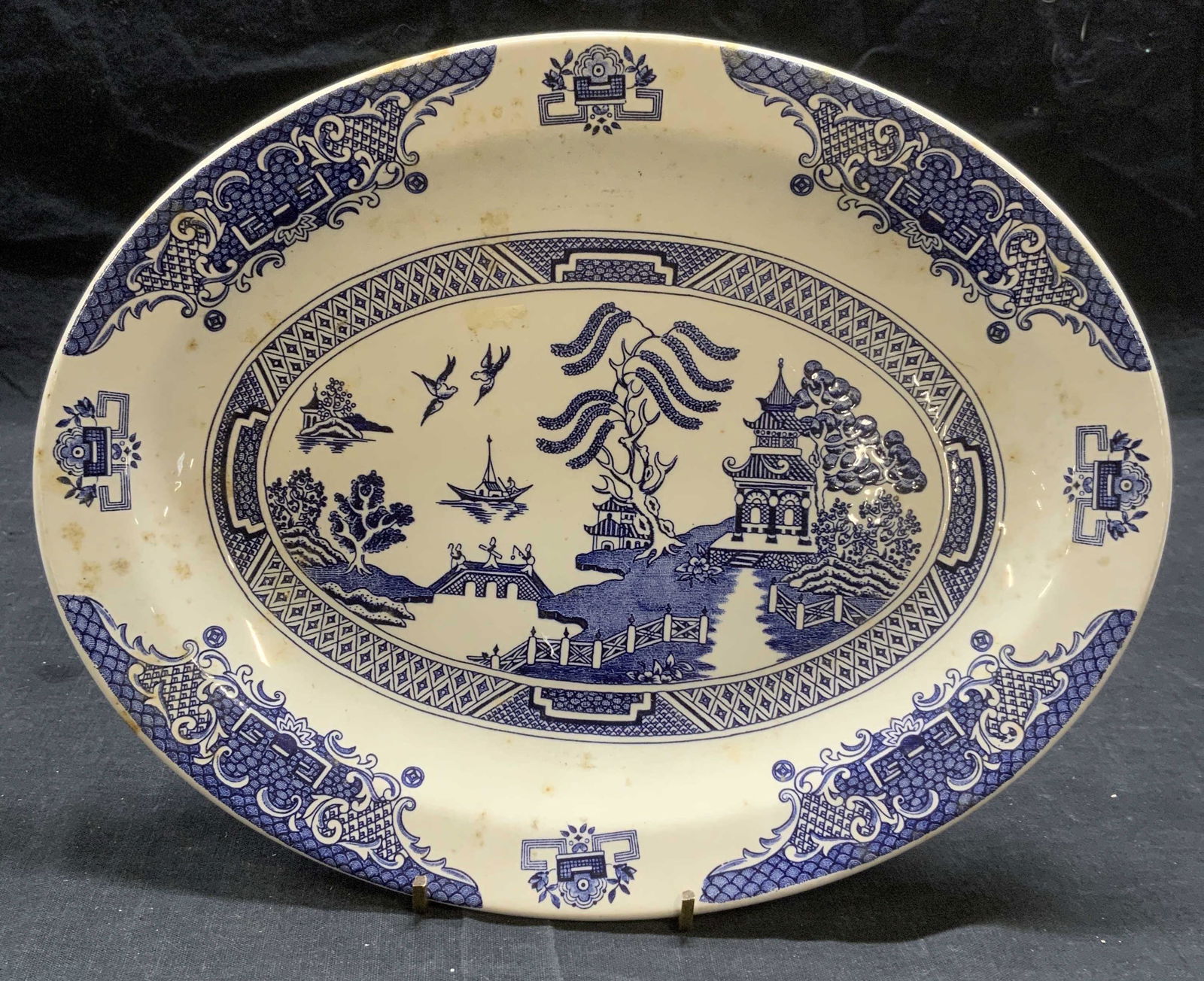 OLD WILLOW Blue and White Ironstone Platter (1 of 7)
