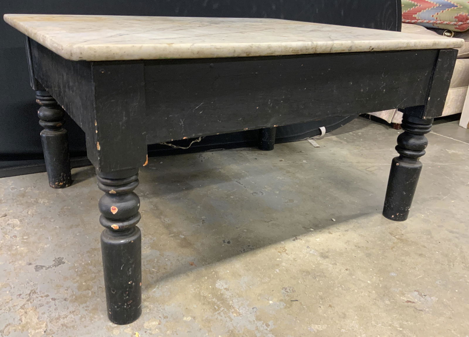 Vintage Wood Base Marble Top Coffee Table (1 of 9)
