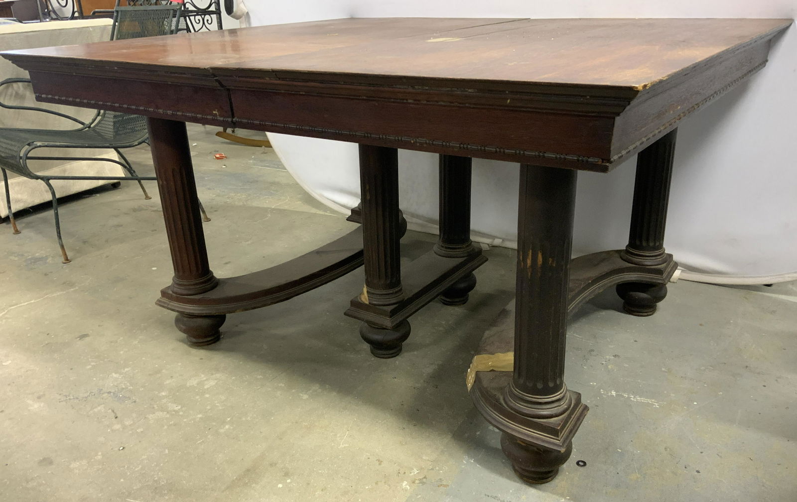 Vintage Wooden Empire Style Dining Table W Leaf (1 of 10)