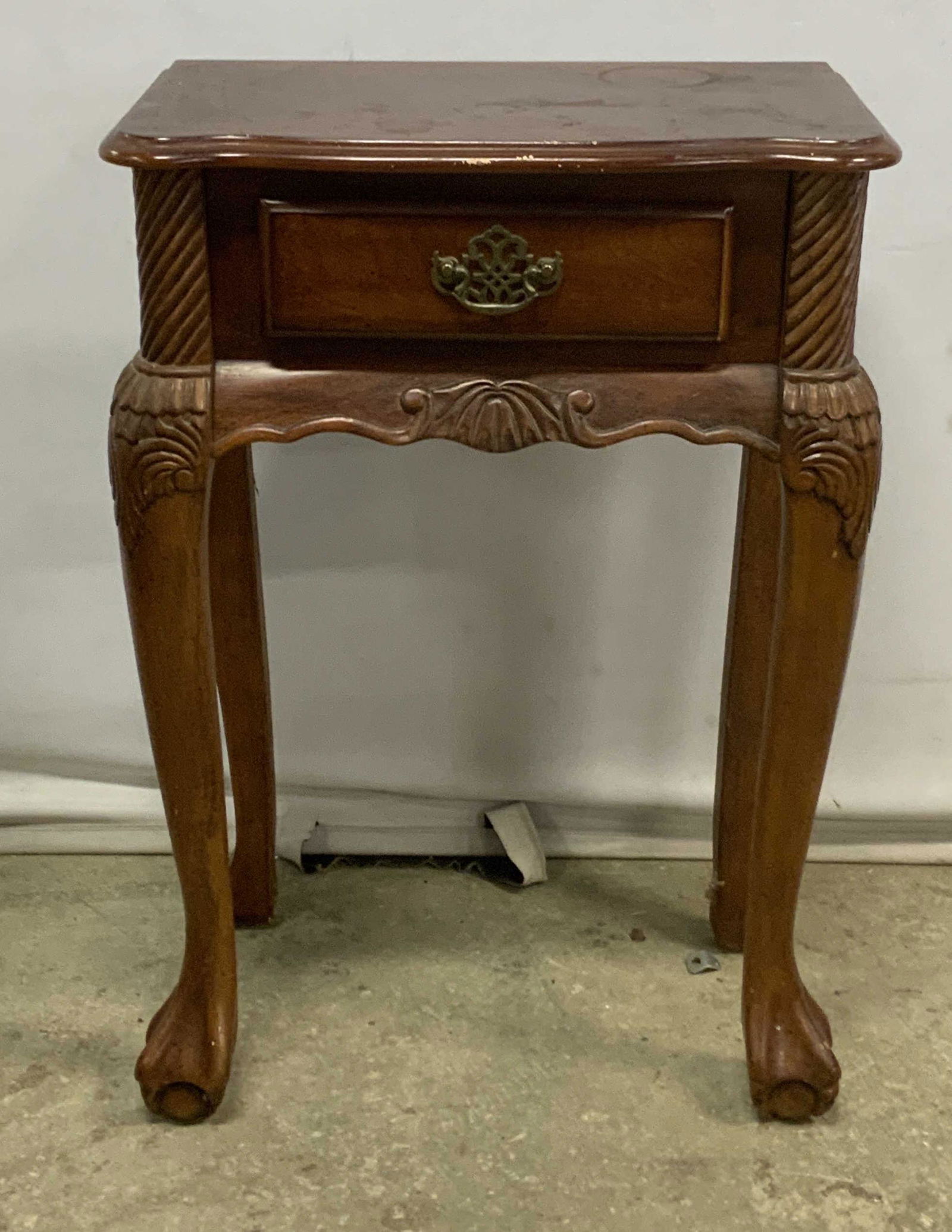 Vintage French Style Dark Wood End Table (1 of 8)