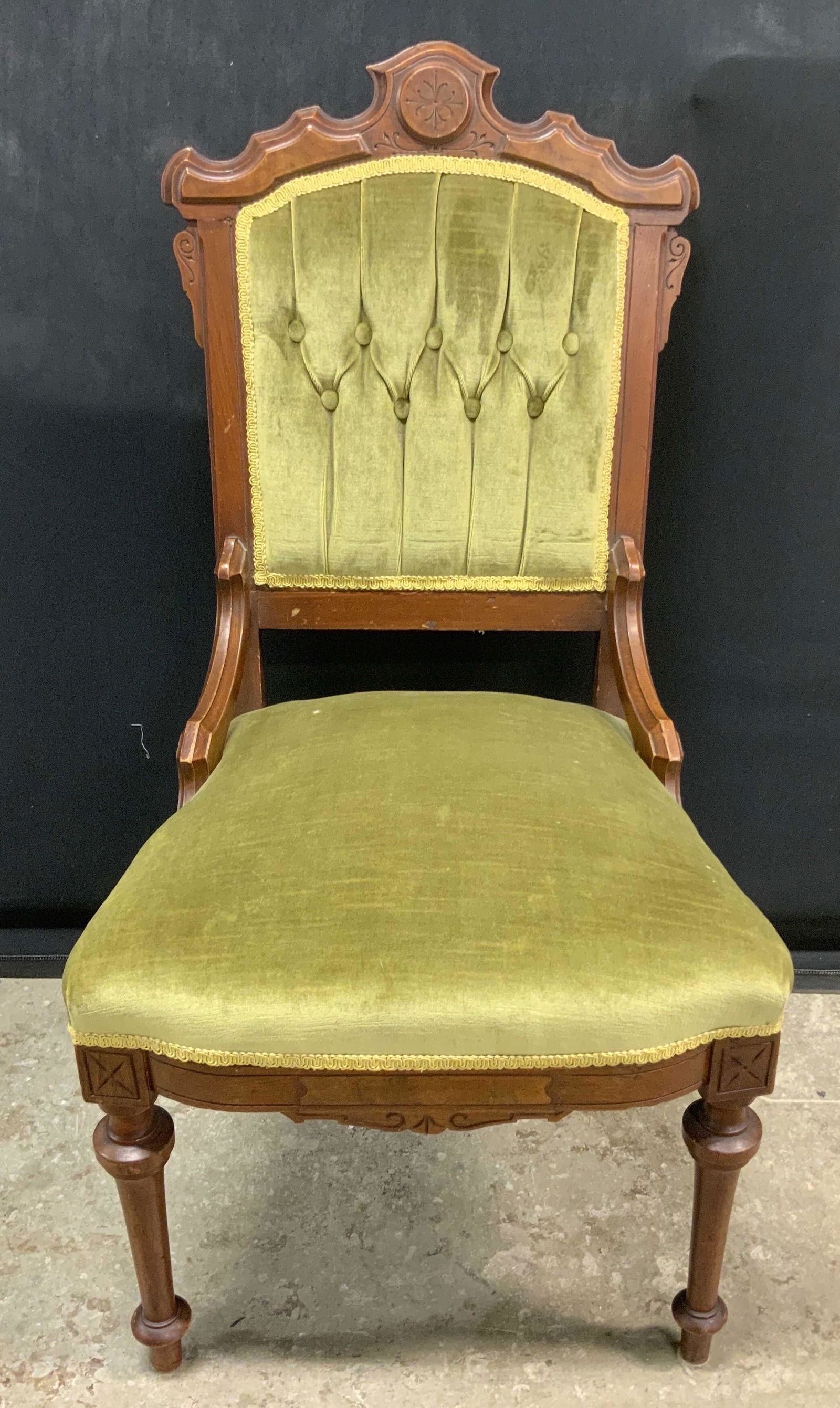 Victorian Style Green Velvet Upholstered Chair (1 of 7)