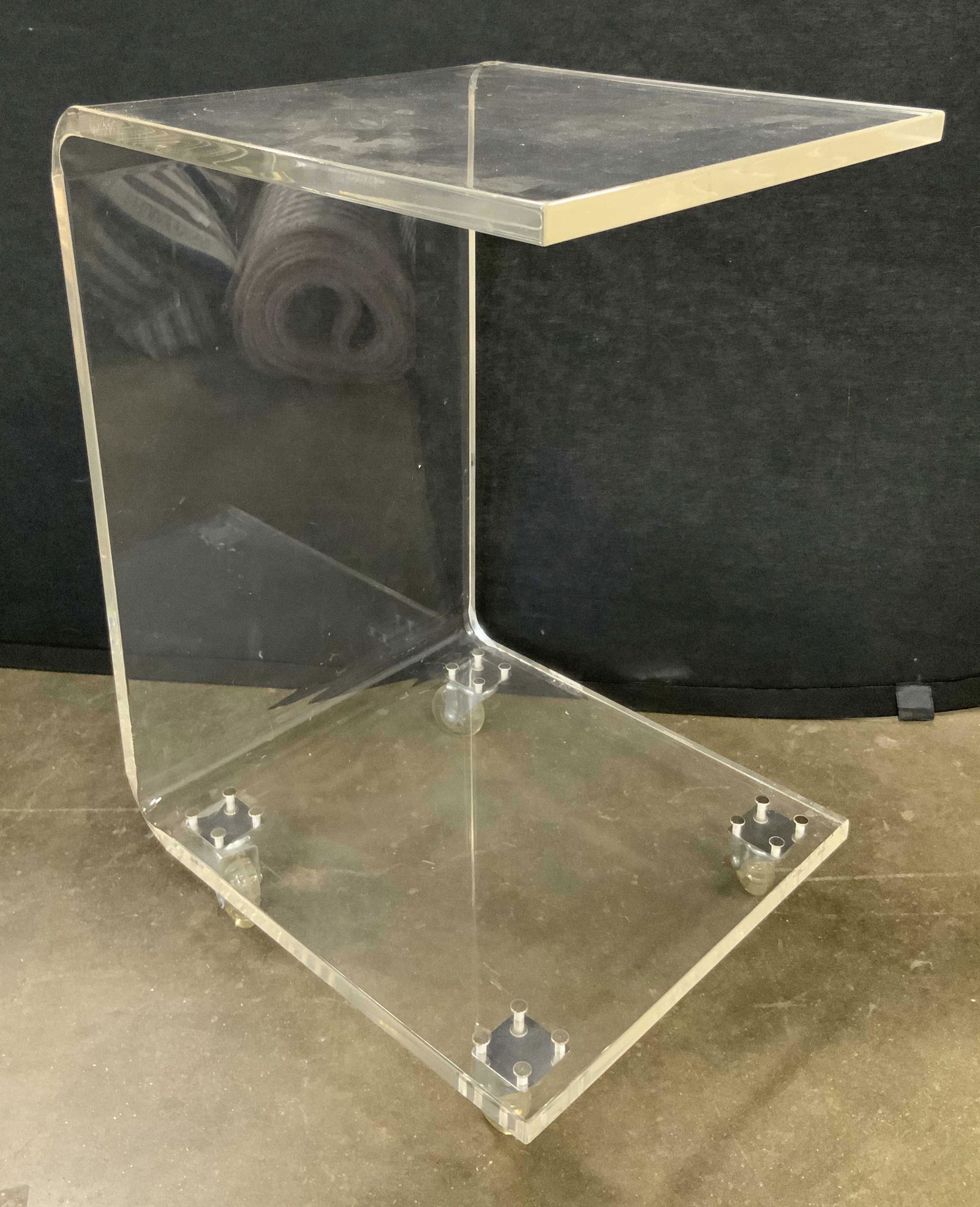 Chunky Lucite Wheeled Side Table (1 of 9)