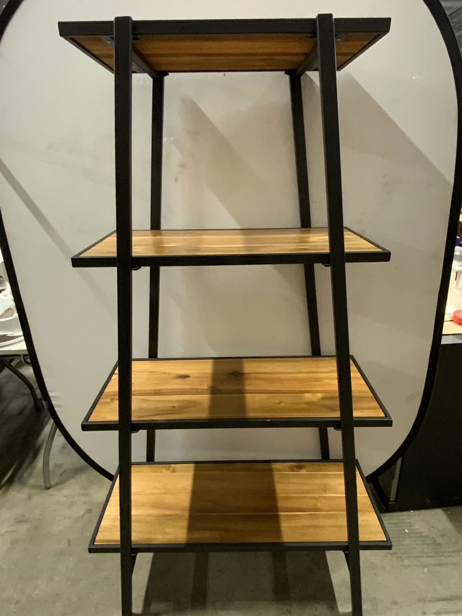 Four Tier Wood & Metal Standing Floor Shelf (1 of 12)