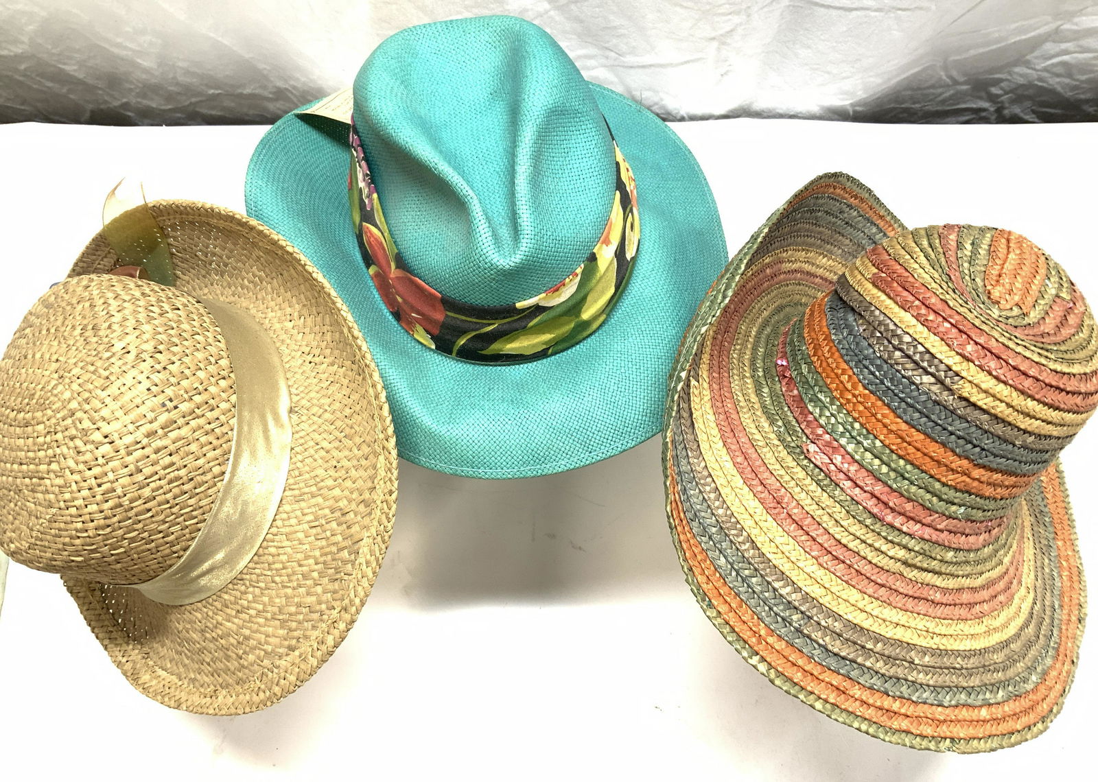Lot 3 Straw Hats, Huga Band NWT (1 of 9)