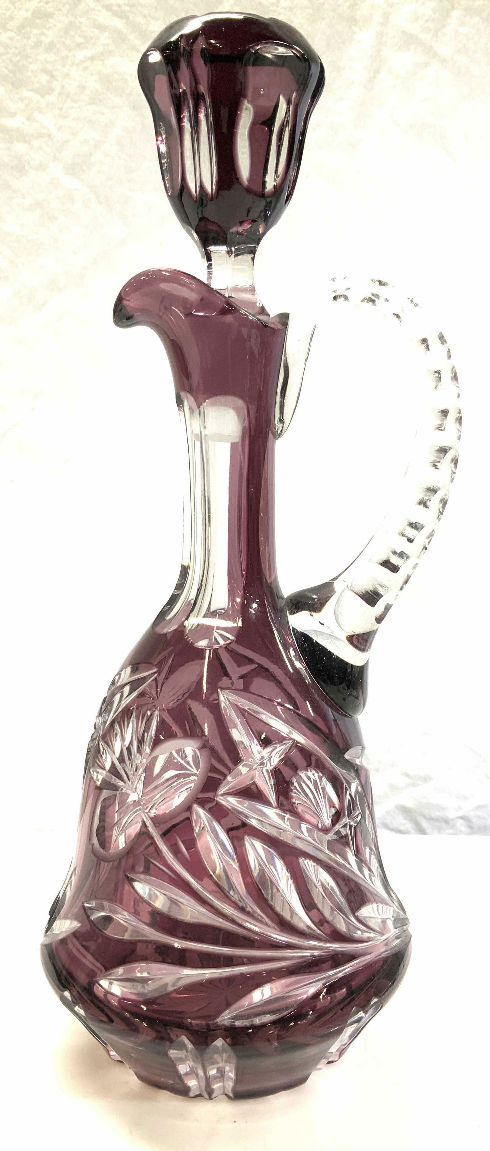 Amethyst Bohemian Glass Decanter w Stopper (1 of 7)