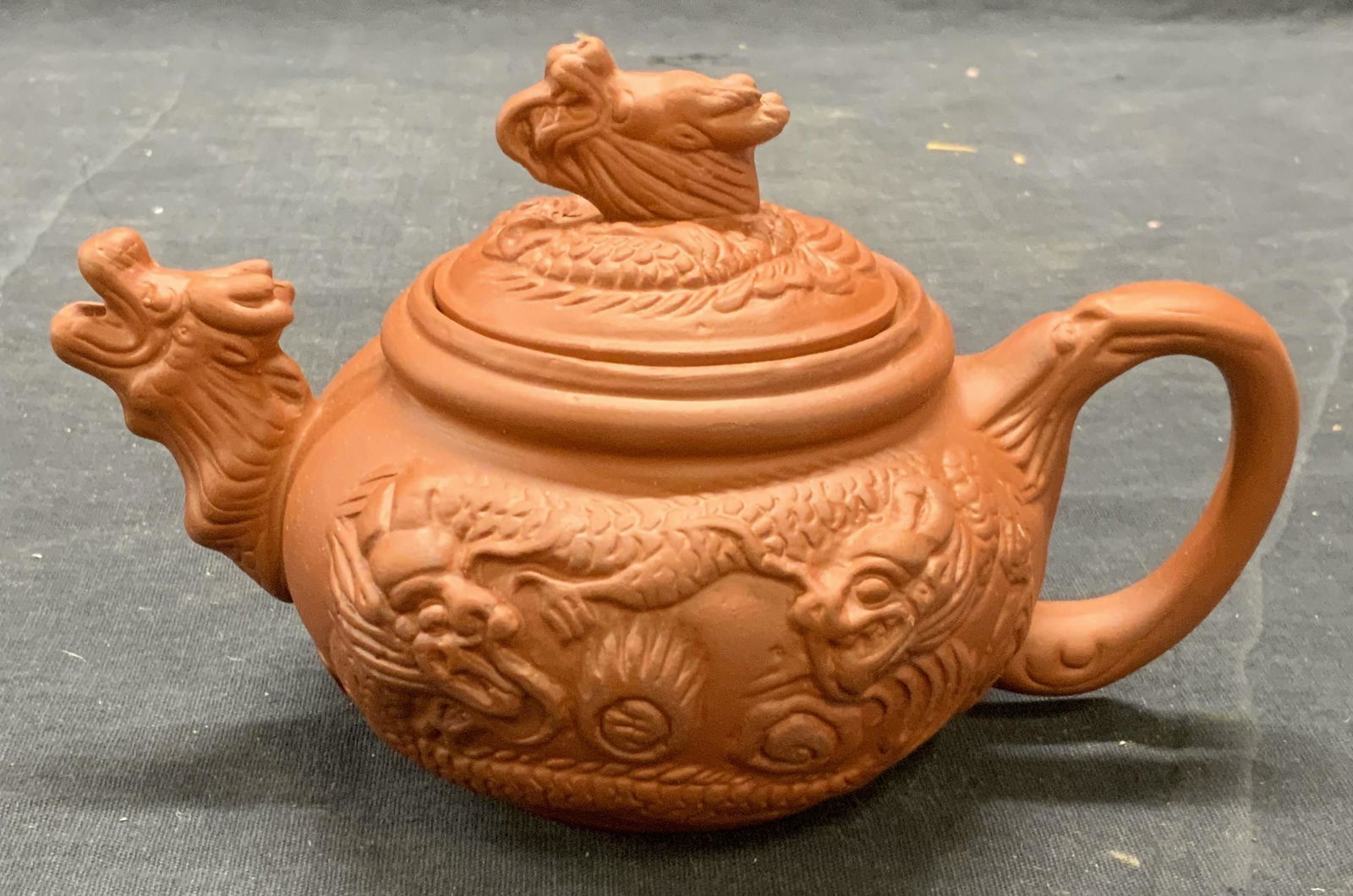Vintage Chinese Yixing Pottery Zisha Dragon Teapot (1 of 6)