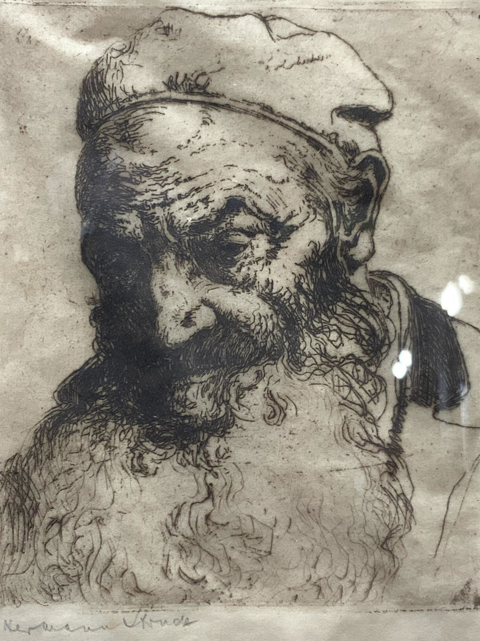 Signed Portrait Of Bearded Man Etching (1 of 7)