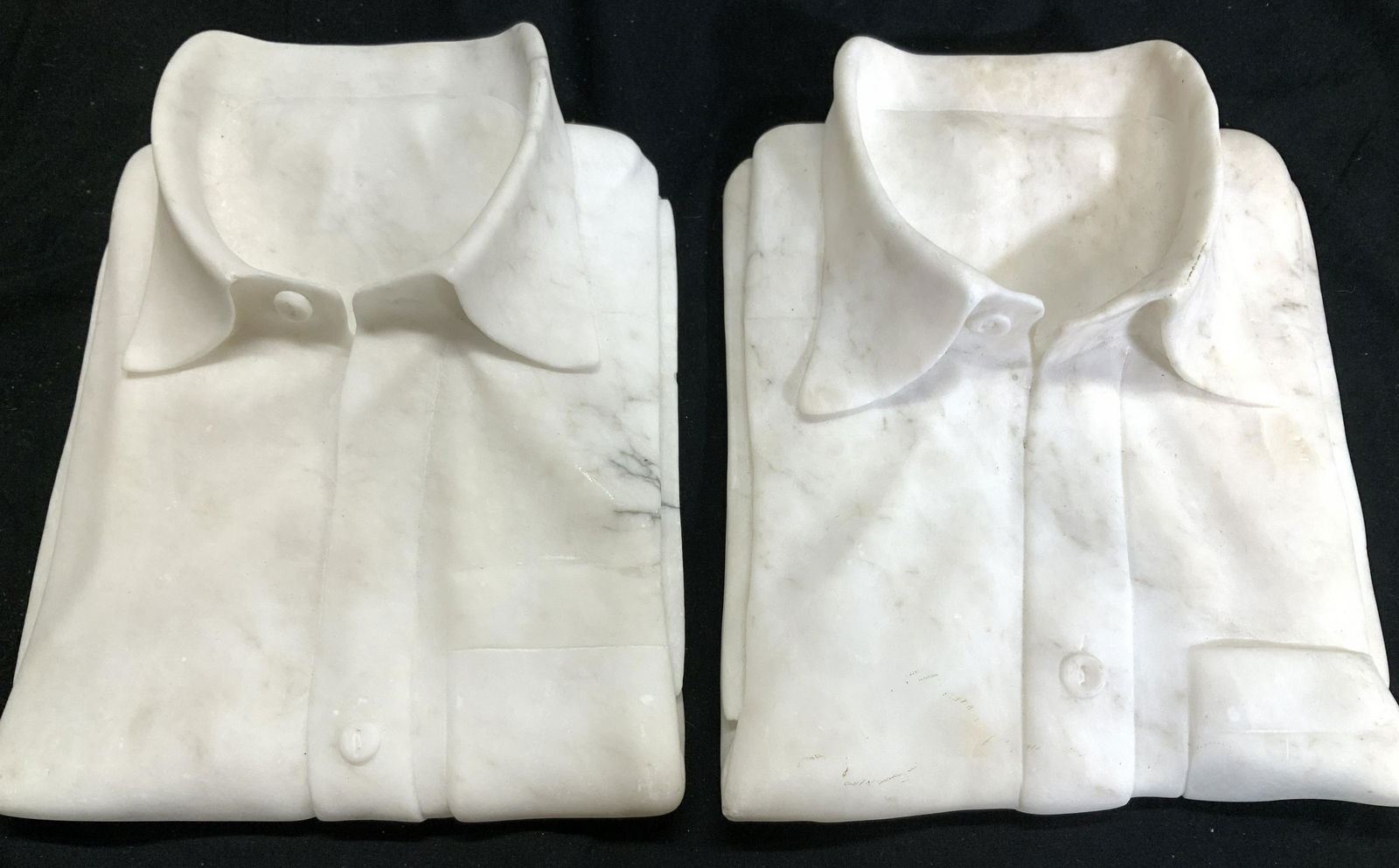Pr Italian Carved Alabaster Shirt Sculptures Italy (1 of 8)