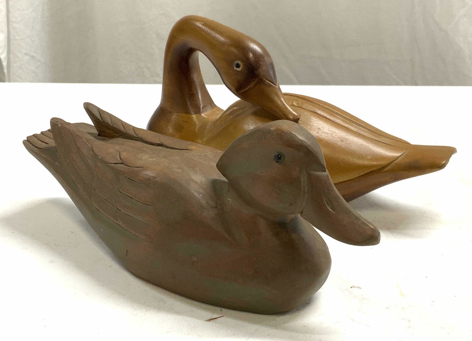 Lot 2 Vintage Carved Wood Decoy Ducks (1 of 11)