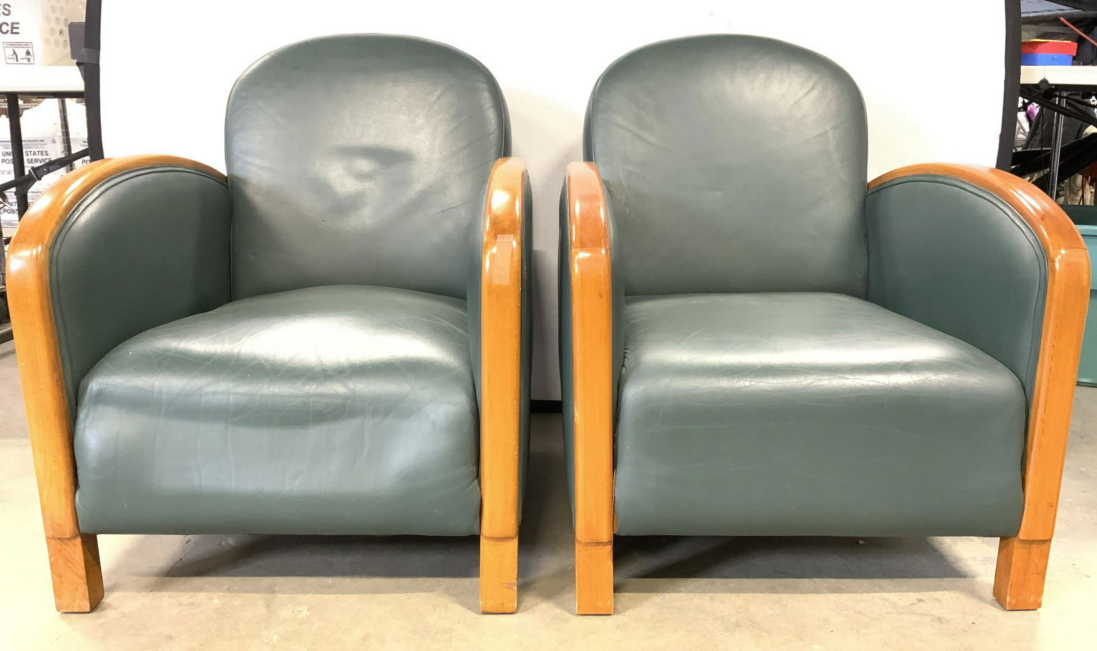 Pair Swedish Art Deco Style Leather Armchairs (1 of 8)