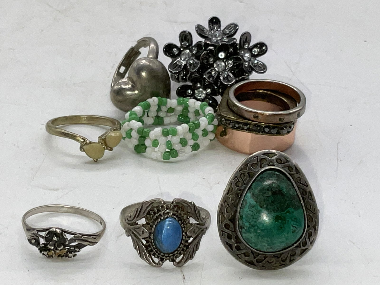 Lot 10 Sterling Silver & other Rings (1 of 5)