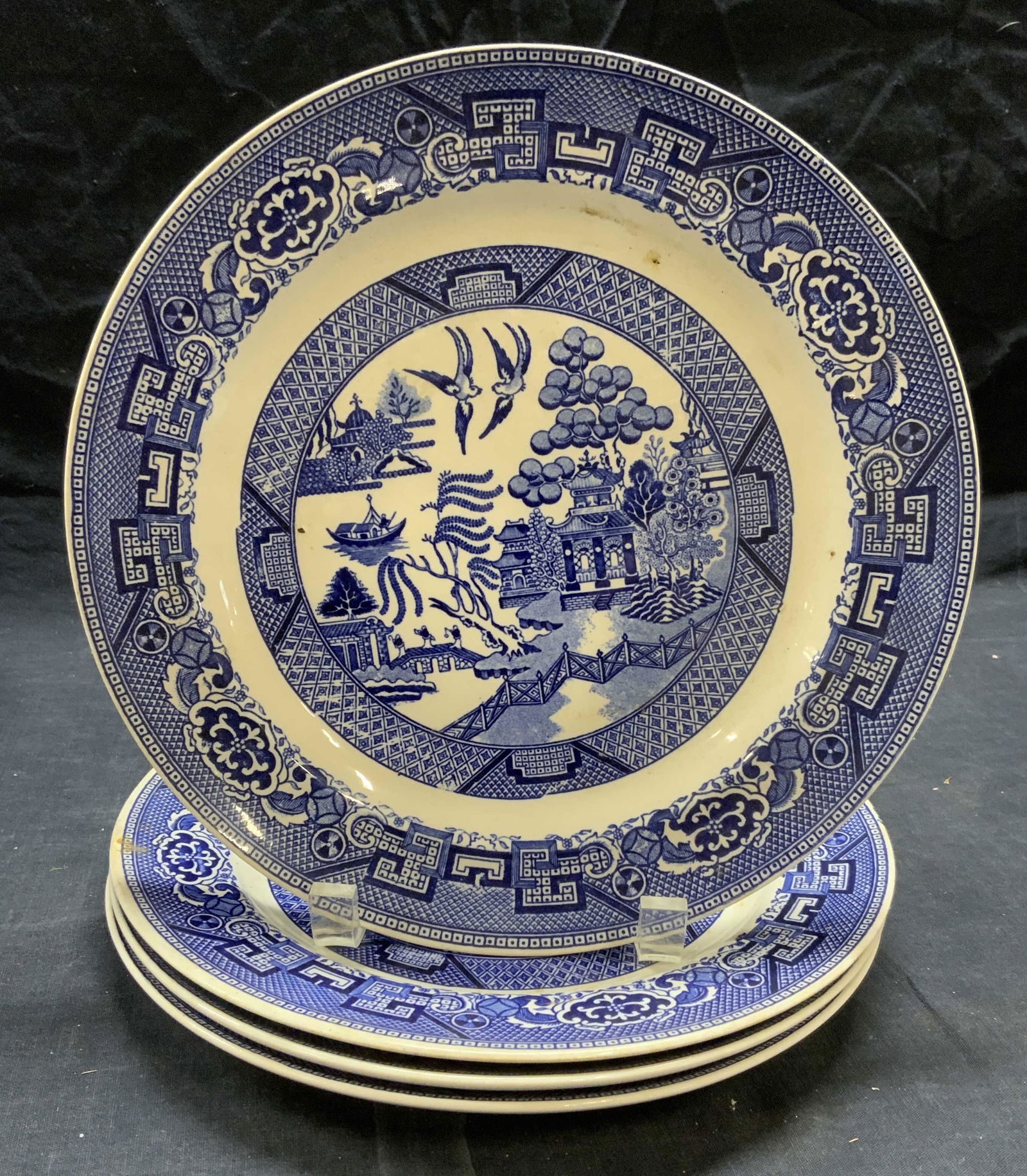 4 HOMER LAUGHLIN Ceramic Blue Willow Plates USA (1 of 6)