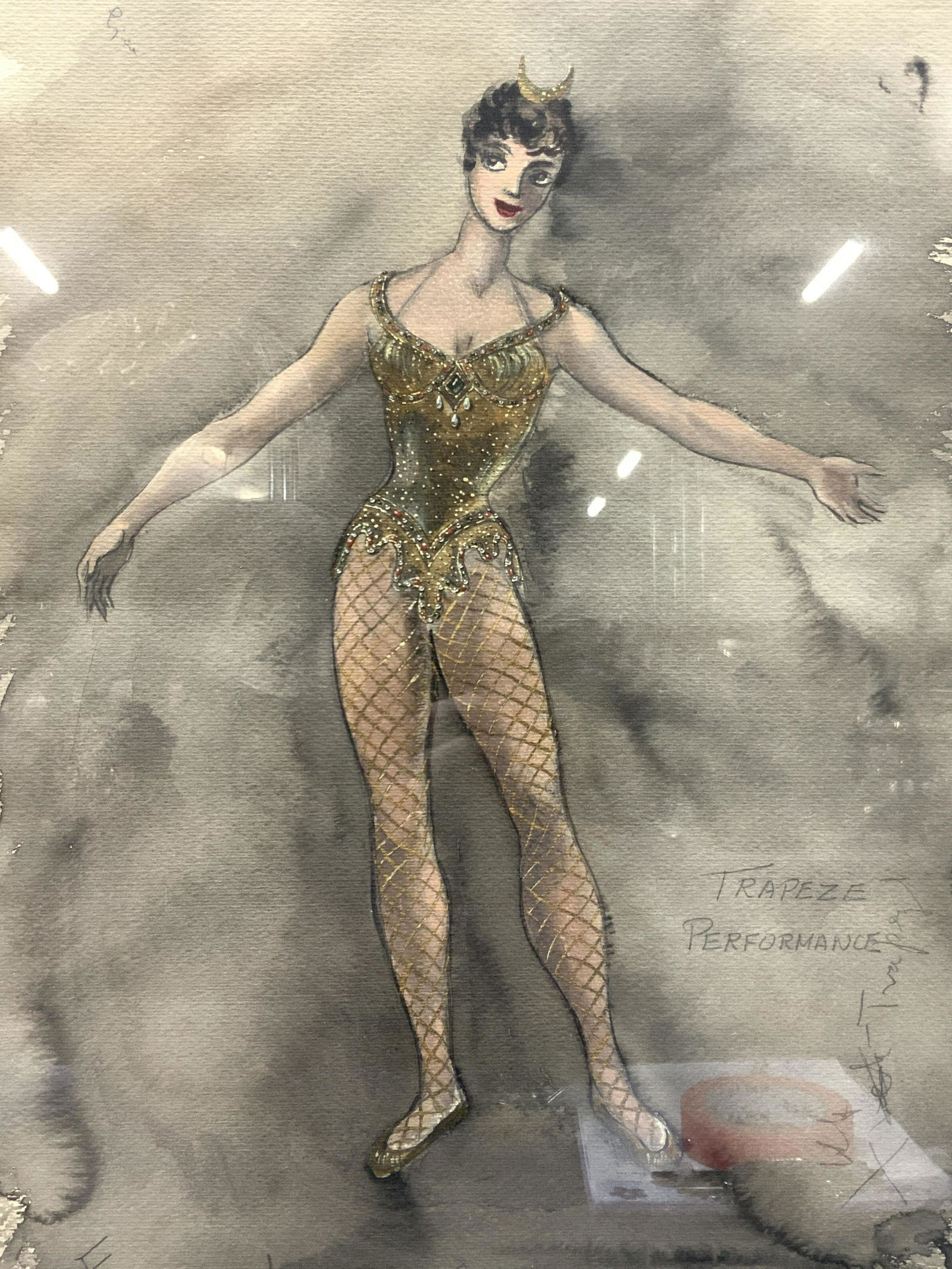 Signed Trapeze Performer Acrylic Painting (1 of 8)