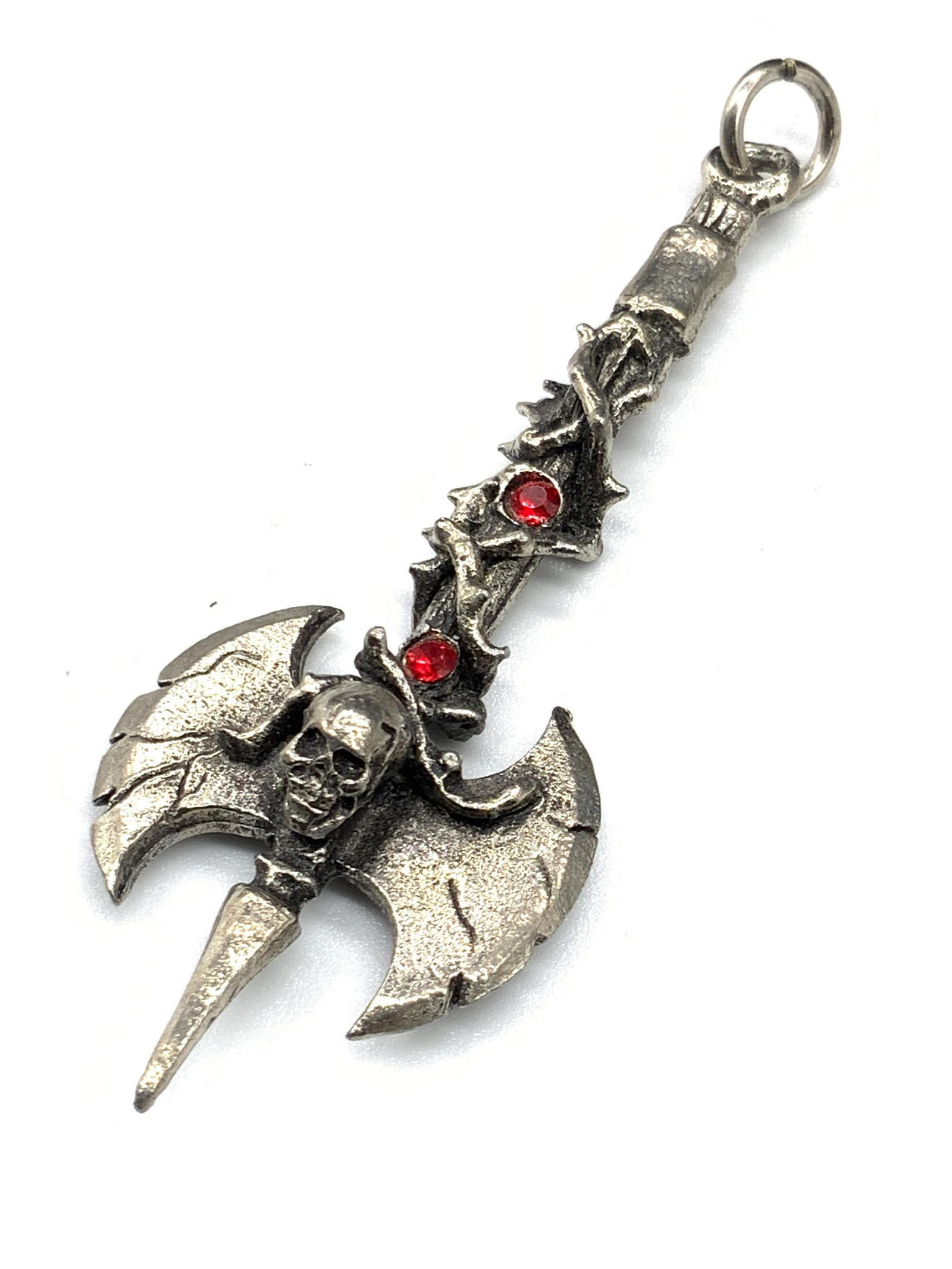 JPI 2002 Pewter Gothic Skull Axe Necklace Pendant (1 of 8)