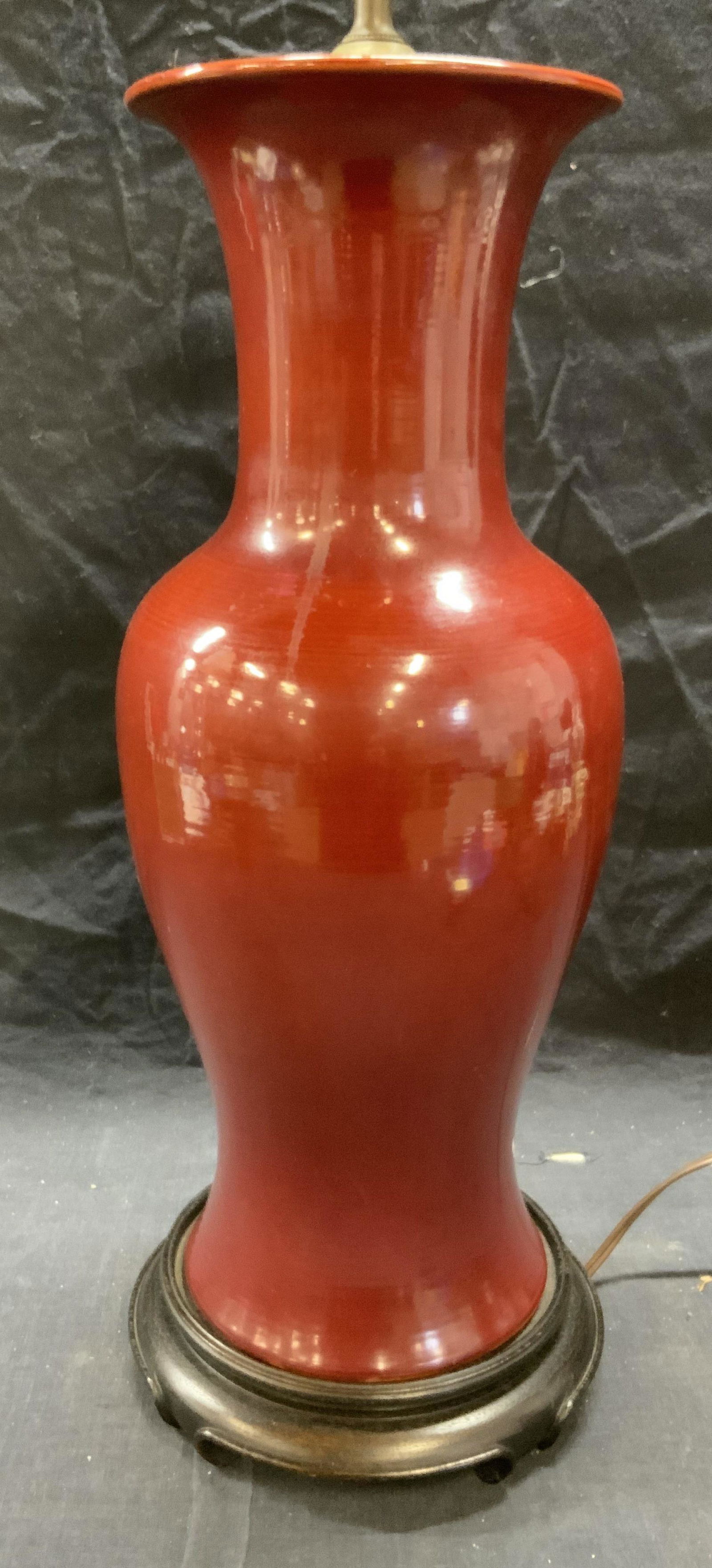 Vintage Two Socket Red Ceramic Vase Lamp (1 of 7)