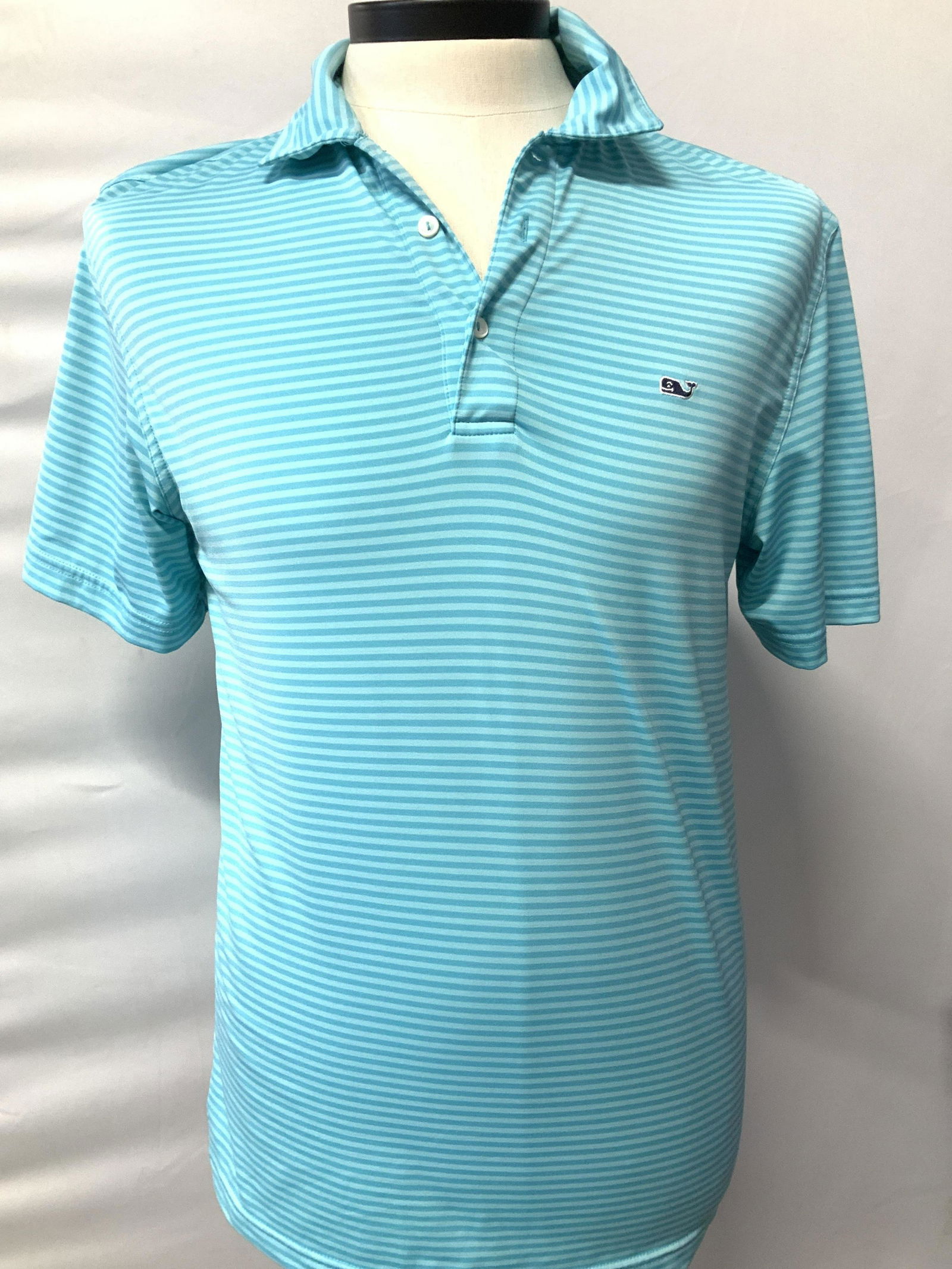 Vineyard Vines Striped Turquoise Short Sleeve Polo (1 of 6)