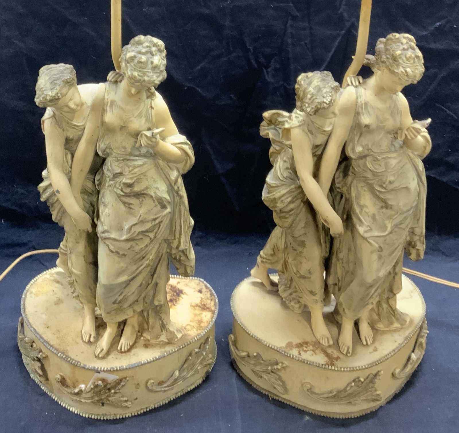 Pair Vintage Enameled Metal Figural Table Lamps (1 of 10)