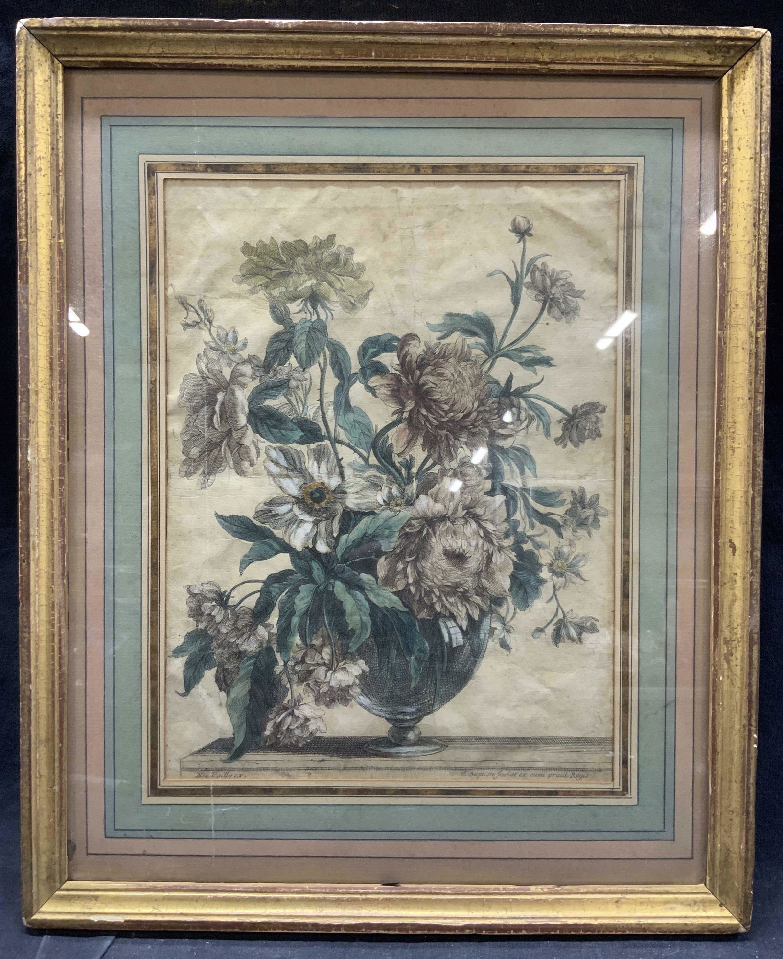 Vintage Flower Bouquet Colored Etching (1 of 12)