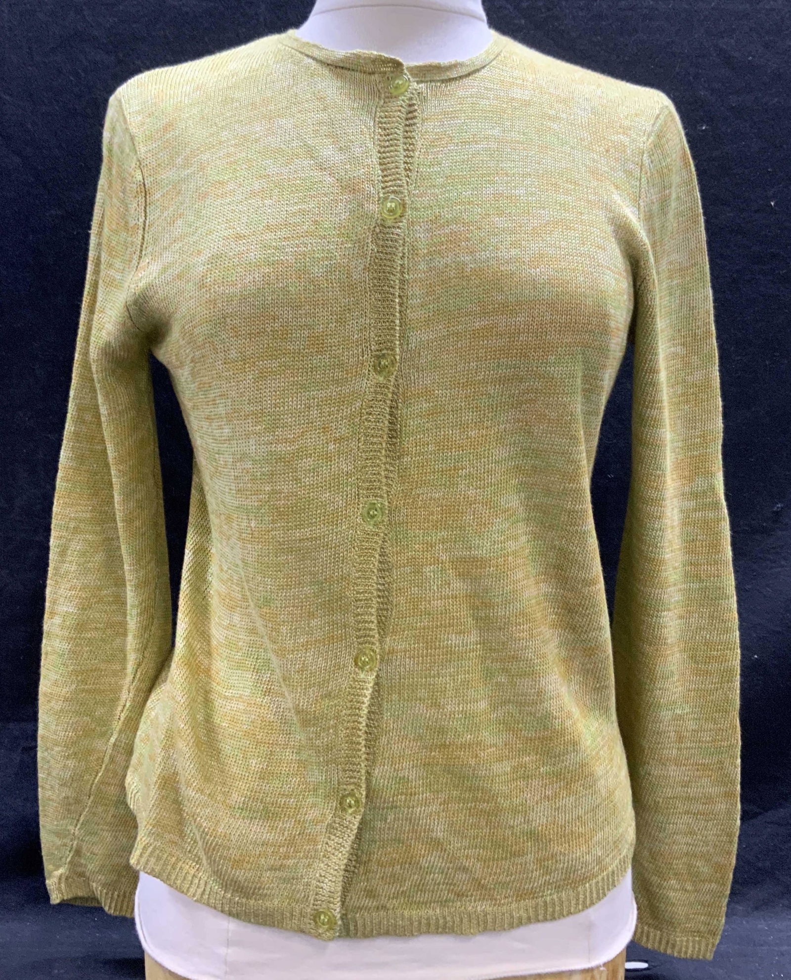 OSCAR DE LA RENTA Green Knit Linen Cardigan (1 of 7)