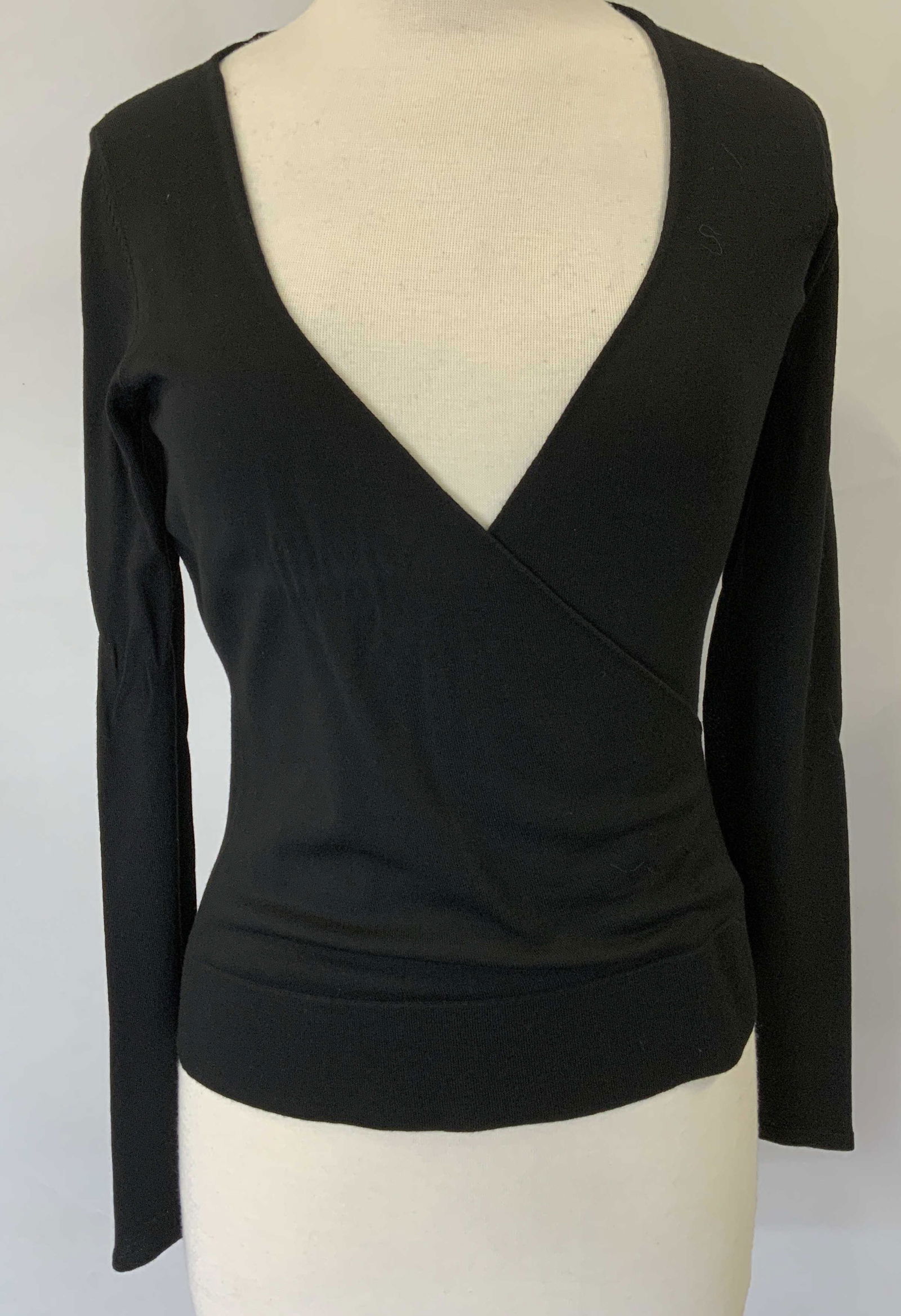 ELIE TAHARI Merino Wool Black Faux Wrap Top (1 of 6)
