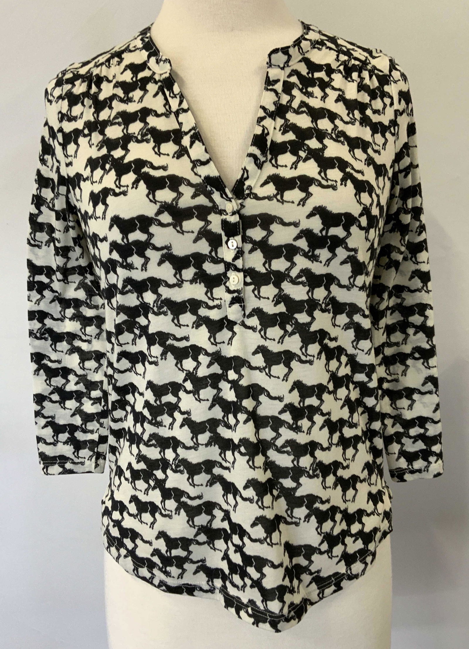 Black & White Graphic Horse Print Top (1 of 6)