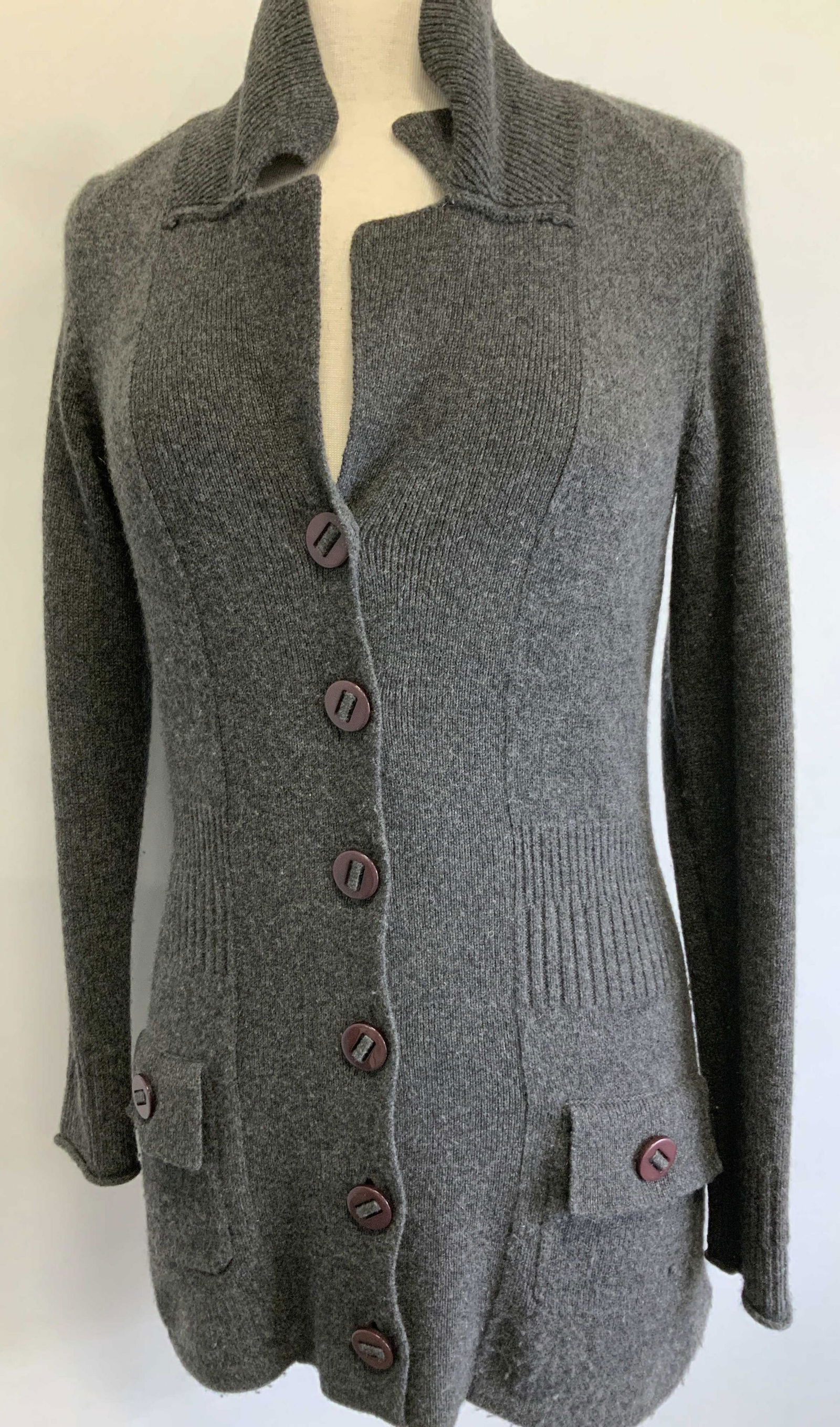 MAGASCHONI Long Grey Cashmere Cardigan , Italy (1 of 6)