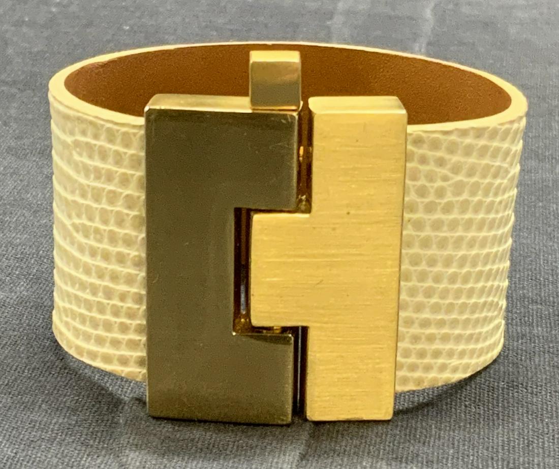 LEIGHELENA White Genuine Lizard Cuff Bracelet (1 of 7)