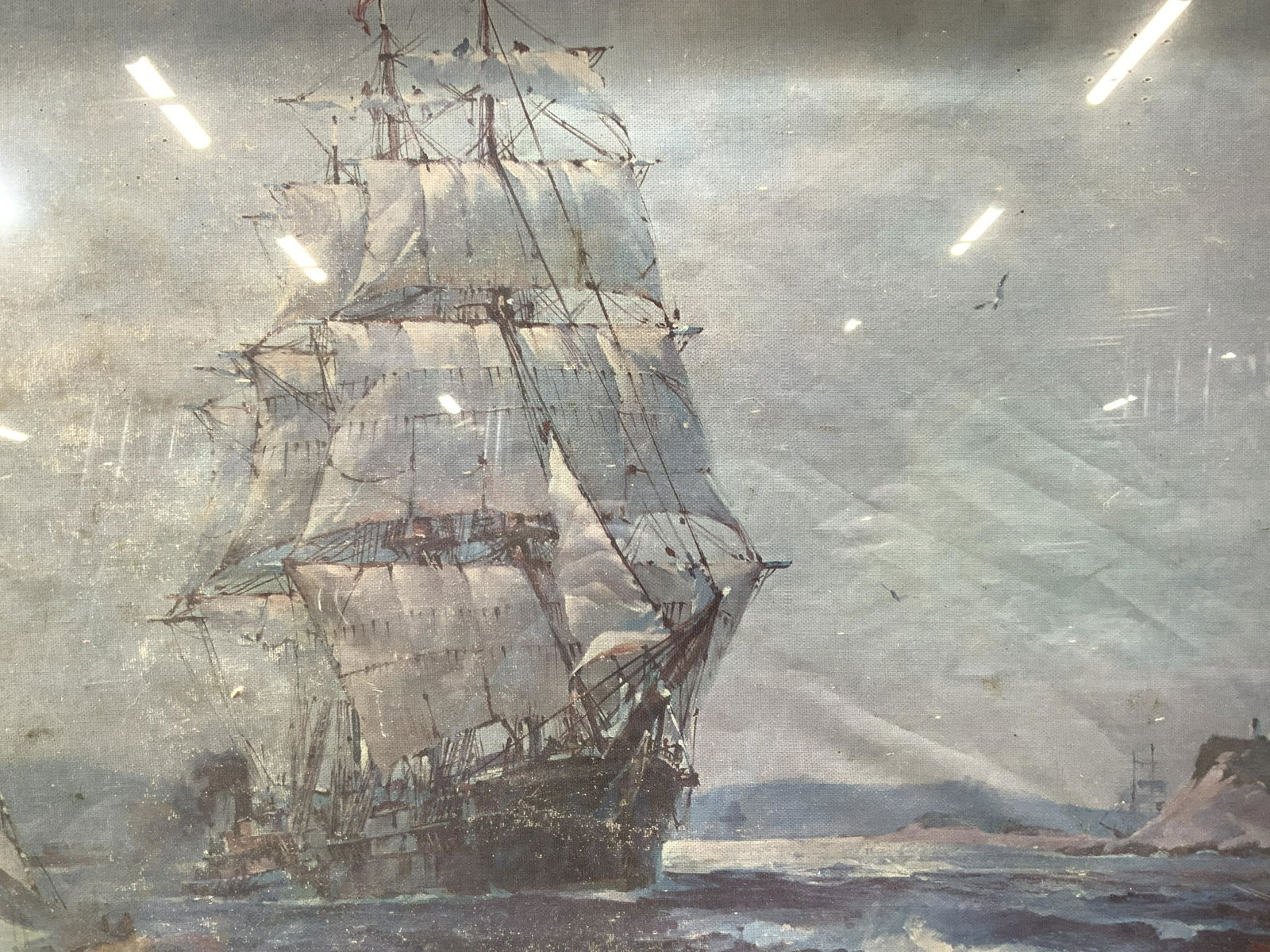 Maritime Ship Lithograph On Linen (1 of 8)