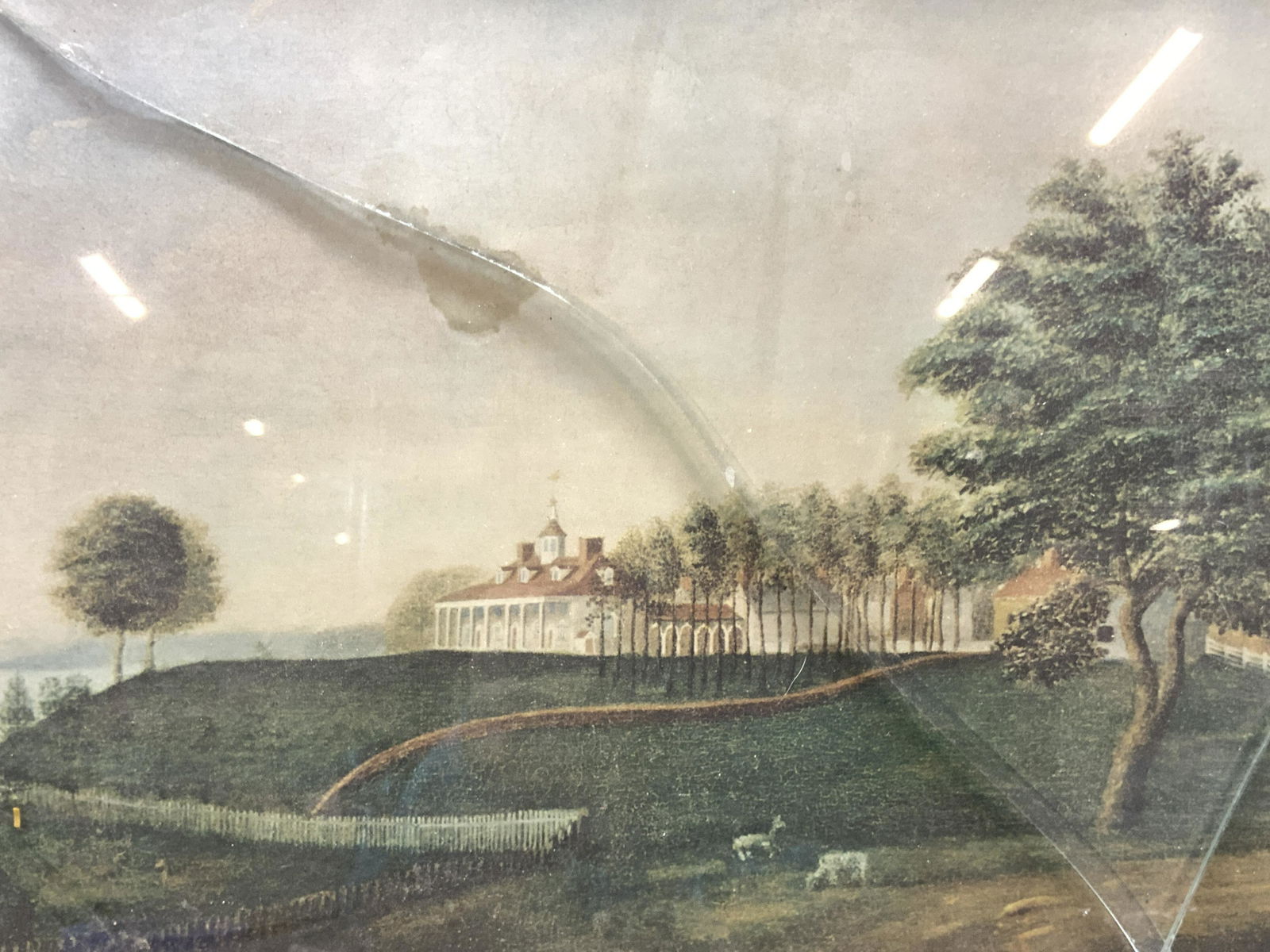 Framed Landscape Lithograph, Mt Vernon (1 of 10)