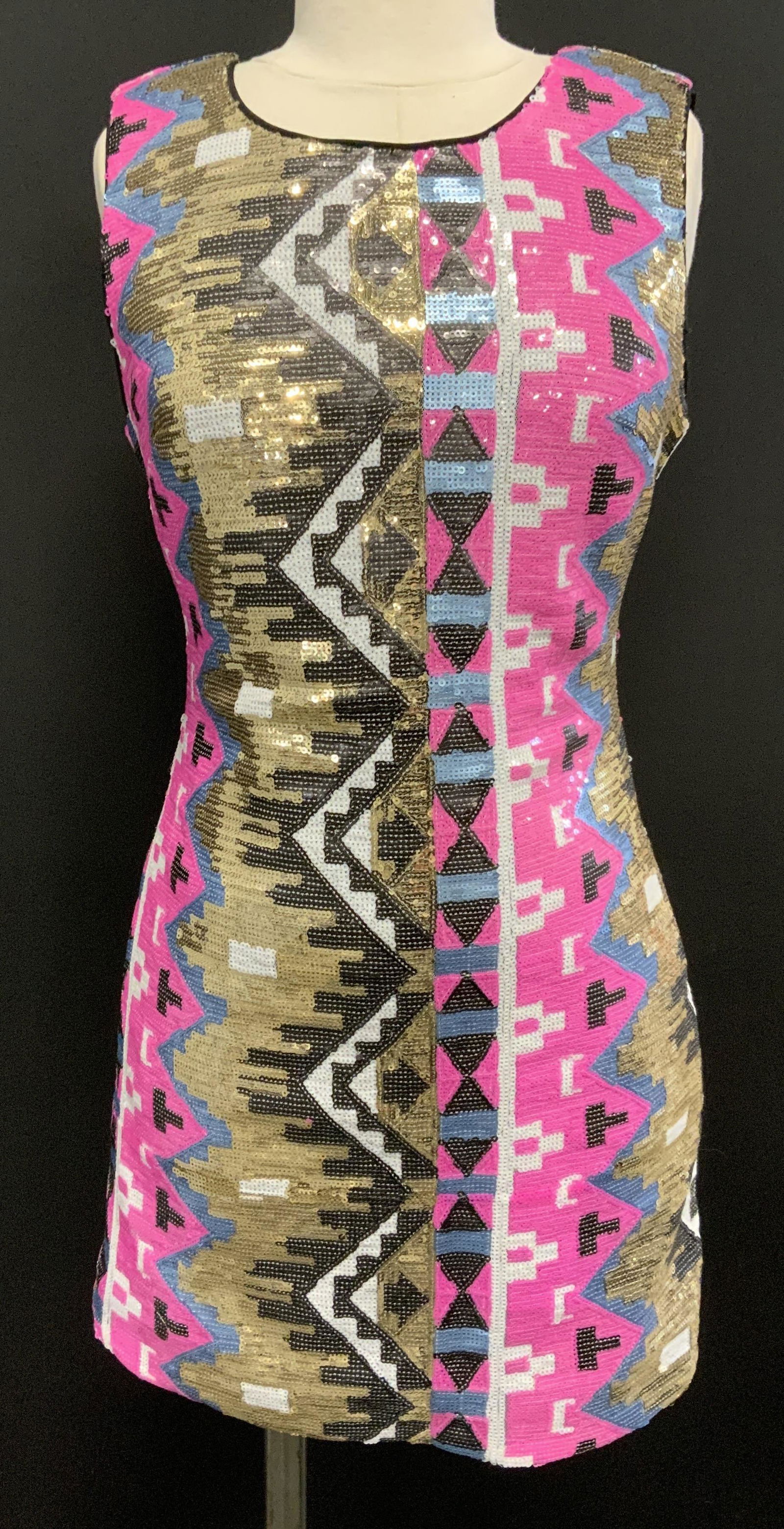 GIANNI BINI Aztec Pattern Sequined Dress (1 of 7)
