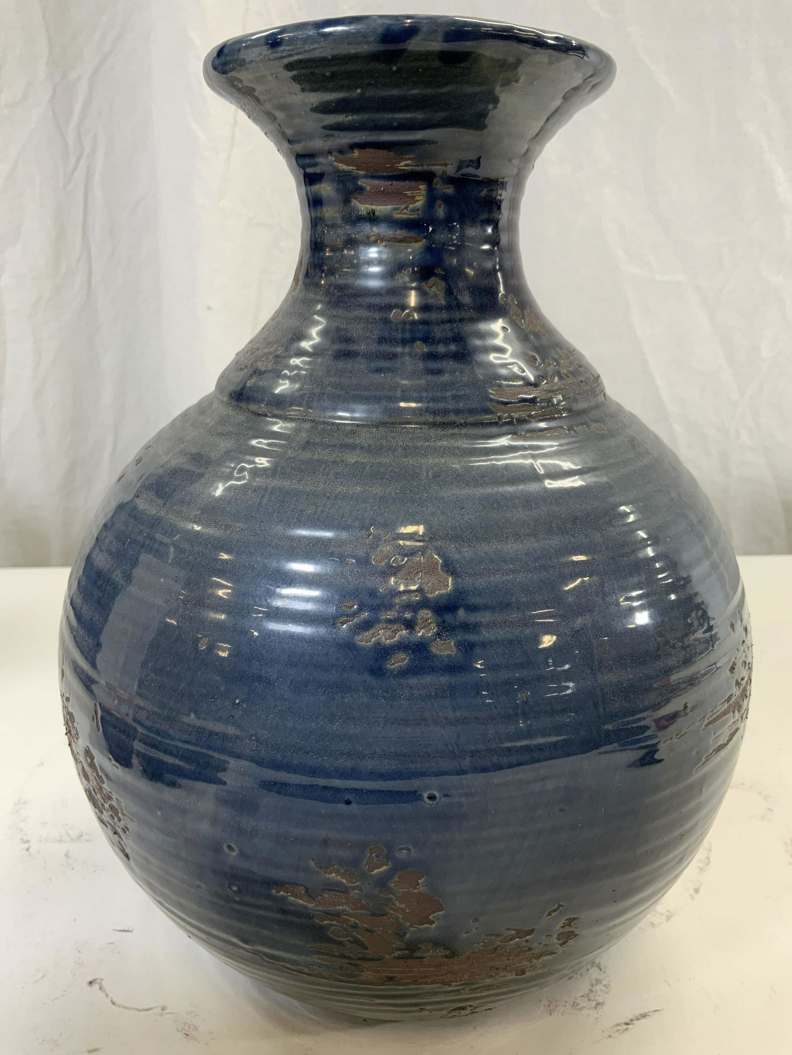 Vintage Ceramic Vase Vessel Blue (1 of 6)