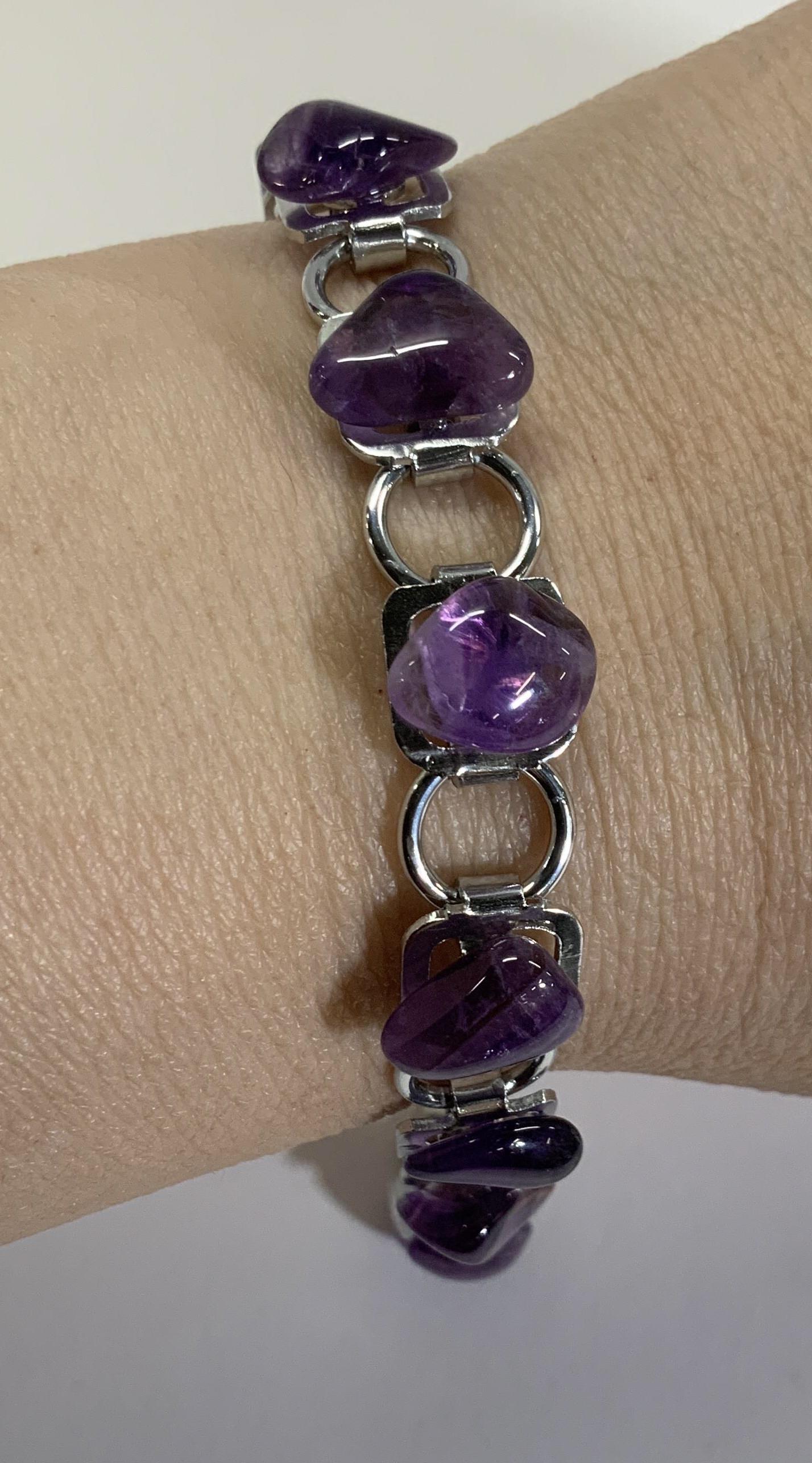 Polished Amethyst Stone Bracelet (1 of 7)
