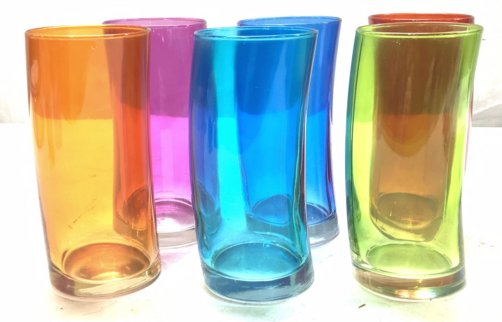 Set 6 Mod Colored Glass Tumblers (1 of 6)