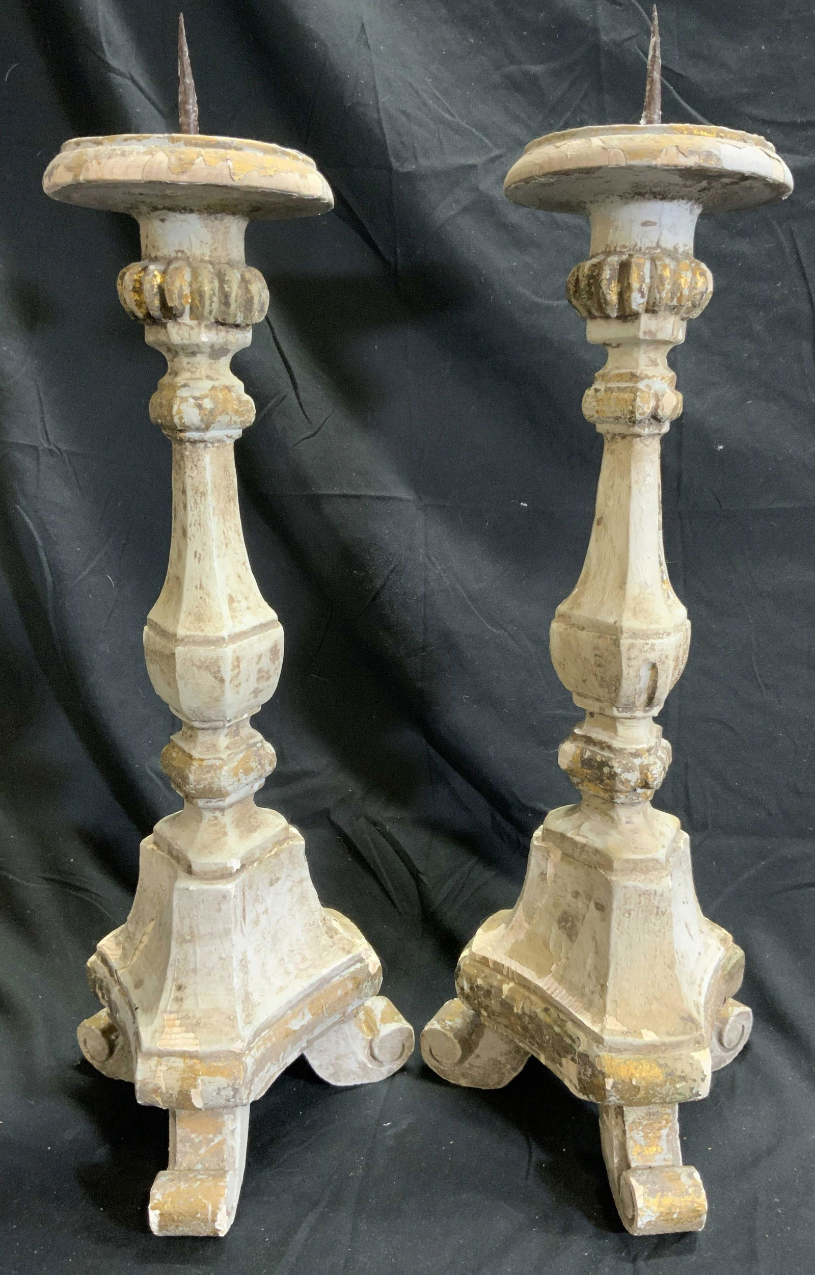 Pr Antq Carved Wooden Italian Baroque Candlesticks (1 of 7)