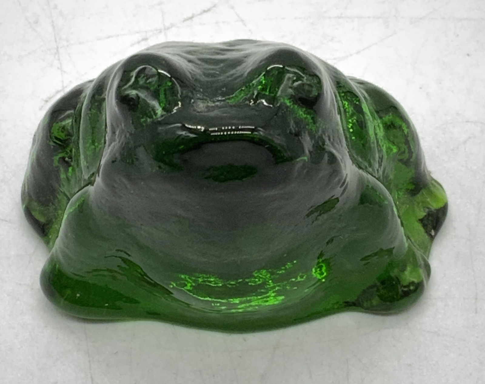 Signed Hand Blown Green Art Glass Frog Figurine (1 of 6)
