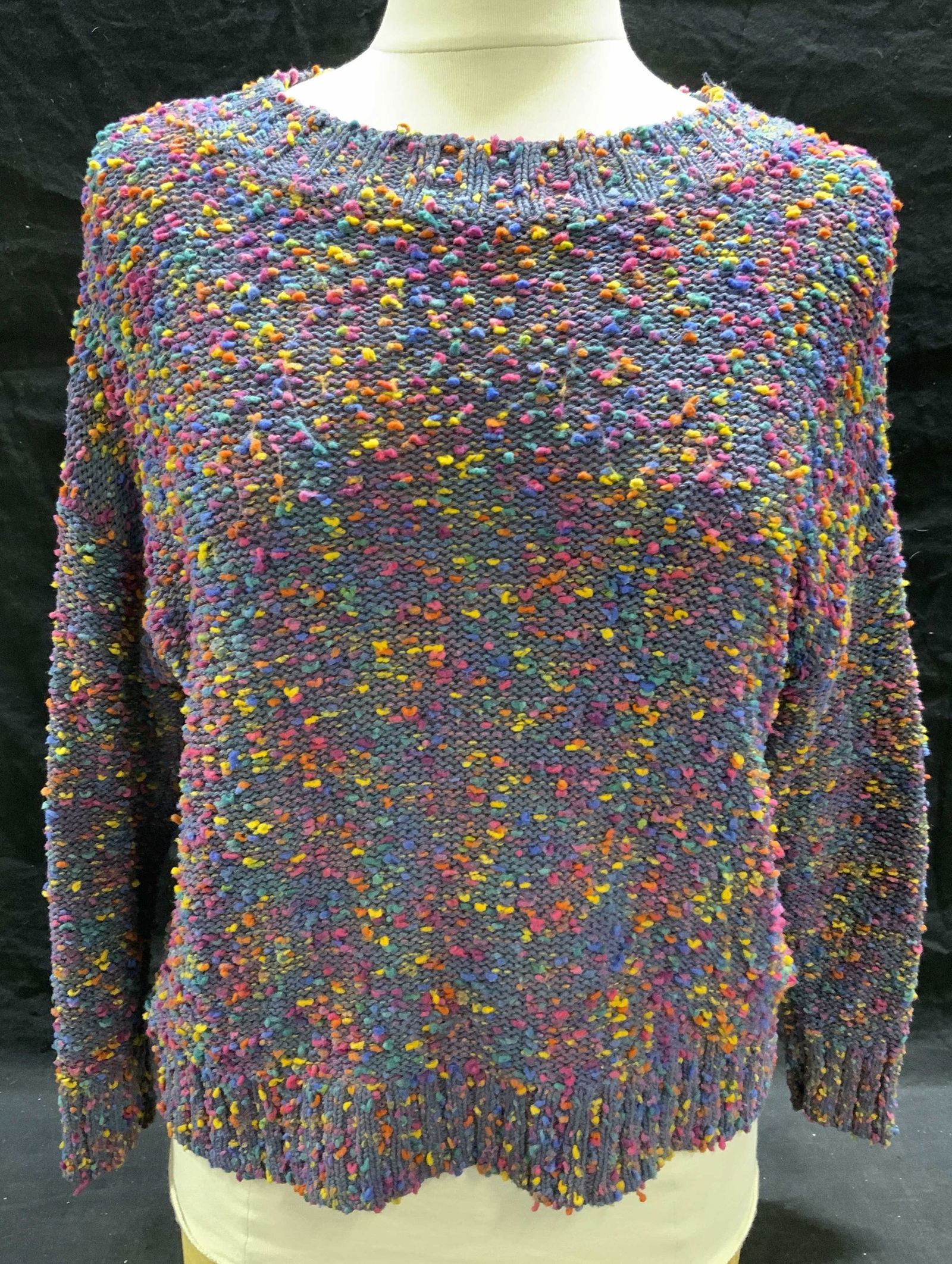 Vintage BENETTON Purple Multi Wool Sweater (1 of 6)