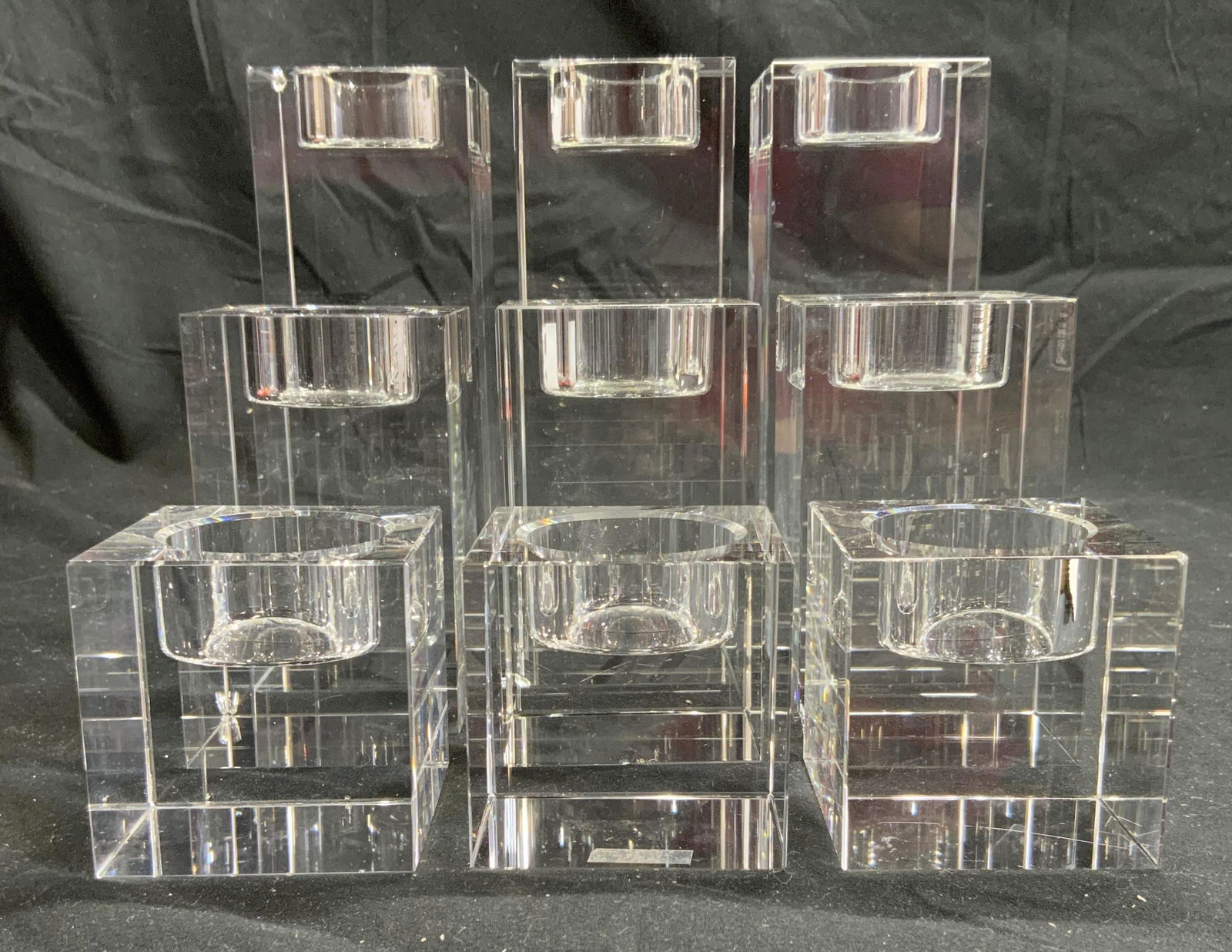 Set 9 Rectangular Prism Crystal Candlesticks (1 of 8)
