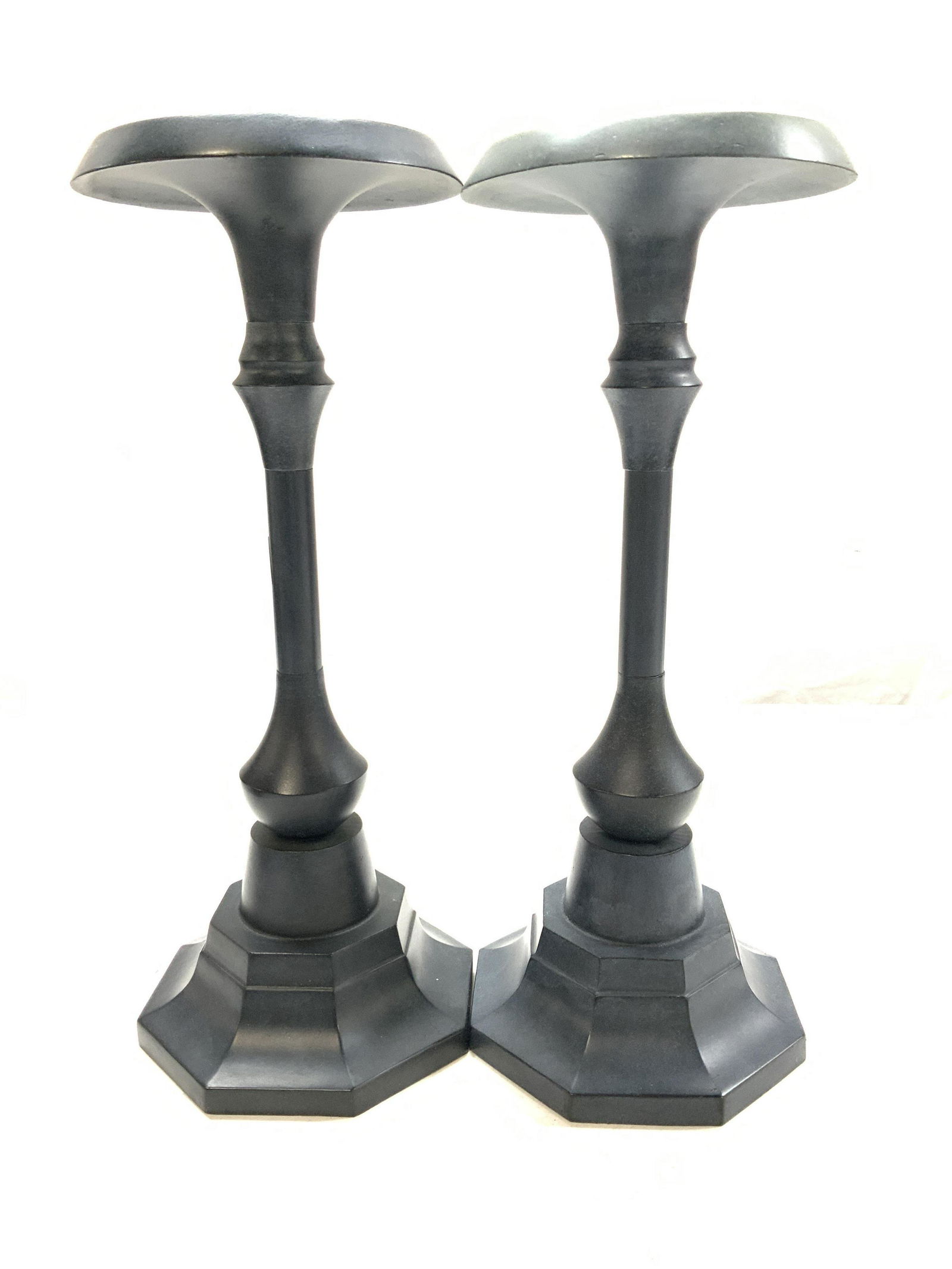 Pair Pottery Barn Metal Pillar Candlesticks (1 of 6)