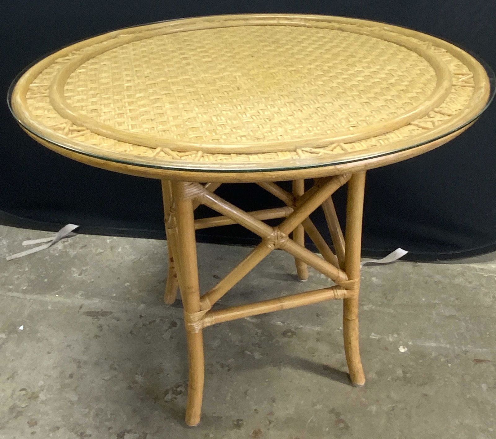 Vintage Wicker Glass Topped Dining Table (1 of 11)