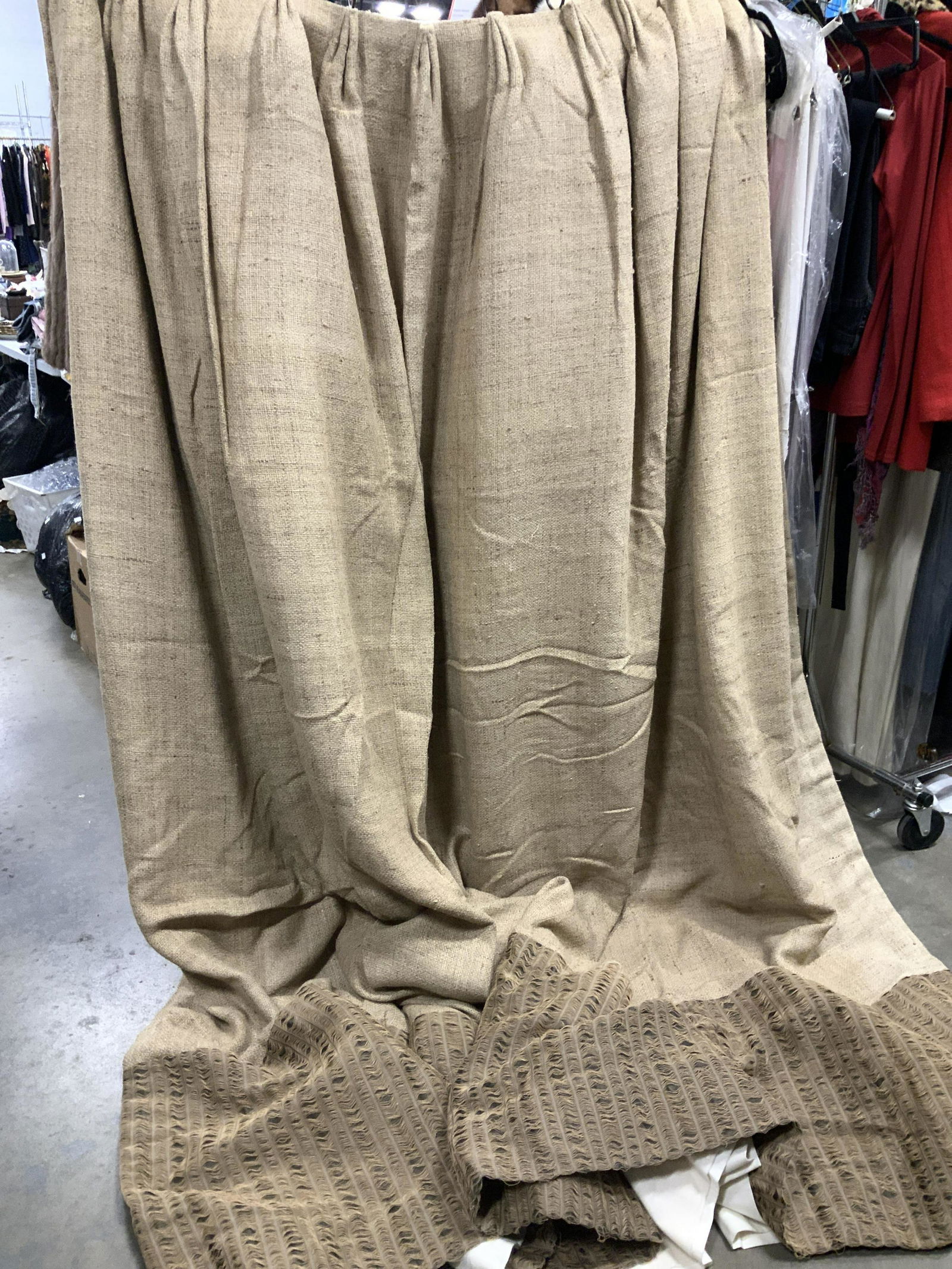 Pair Burlap Fringe Drapery Panels (1 of 8)
