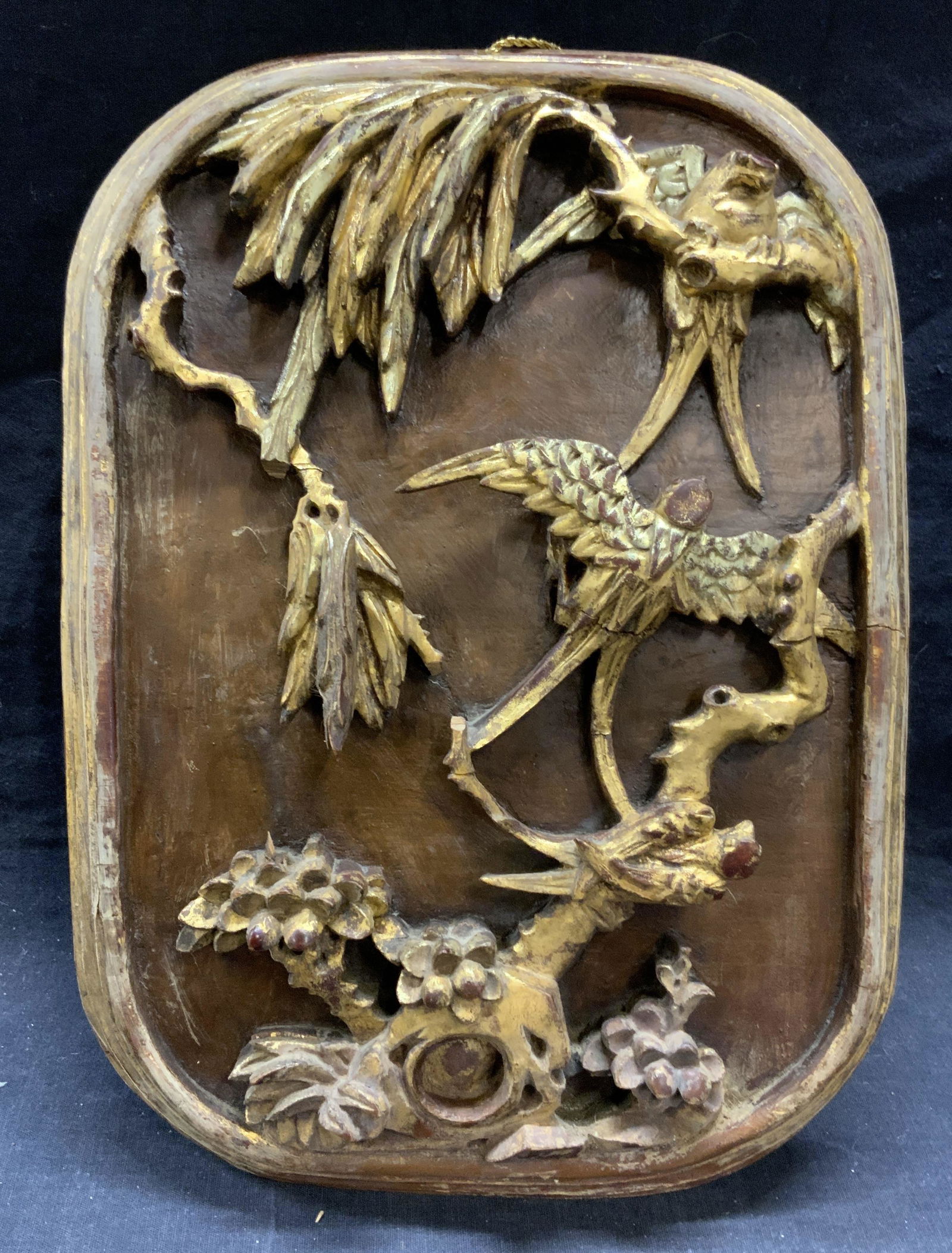 Vintage Gilt Wood Bird Wall Relief (1 of 6)