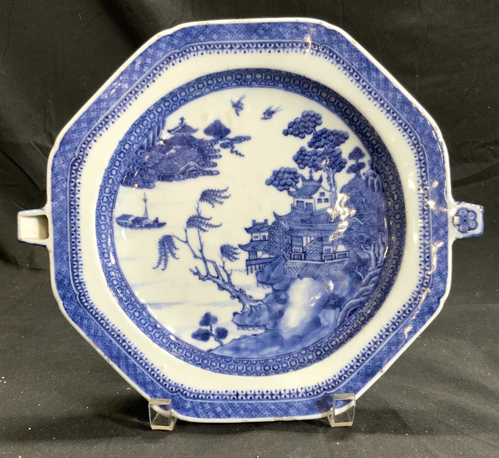 Vintage Asian Blue Willow Porcelain Wall Plate (1 of 9)