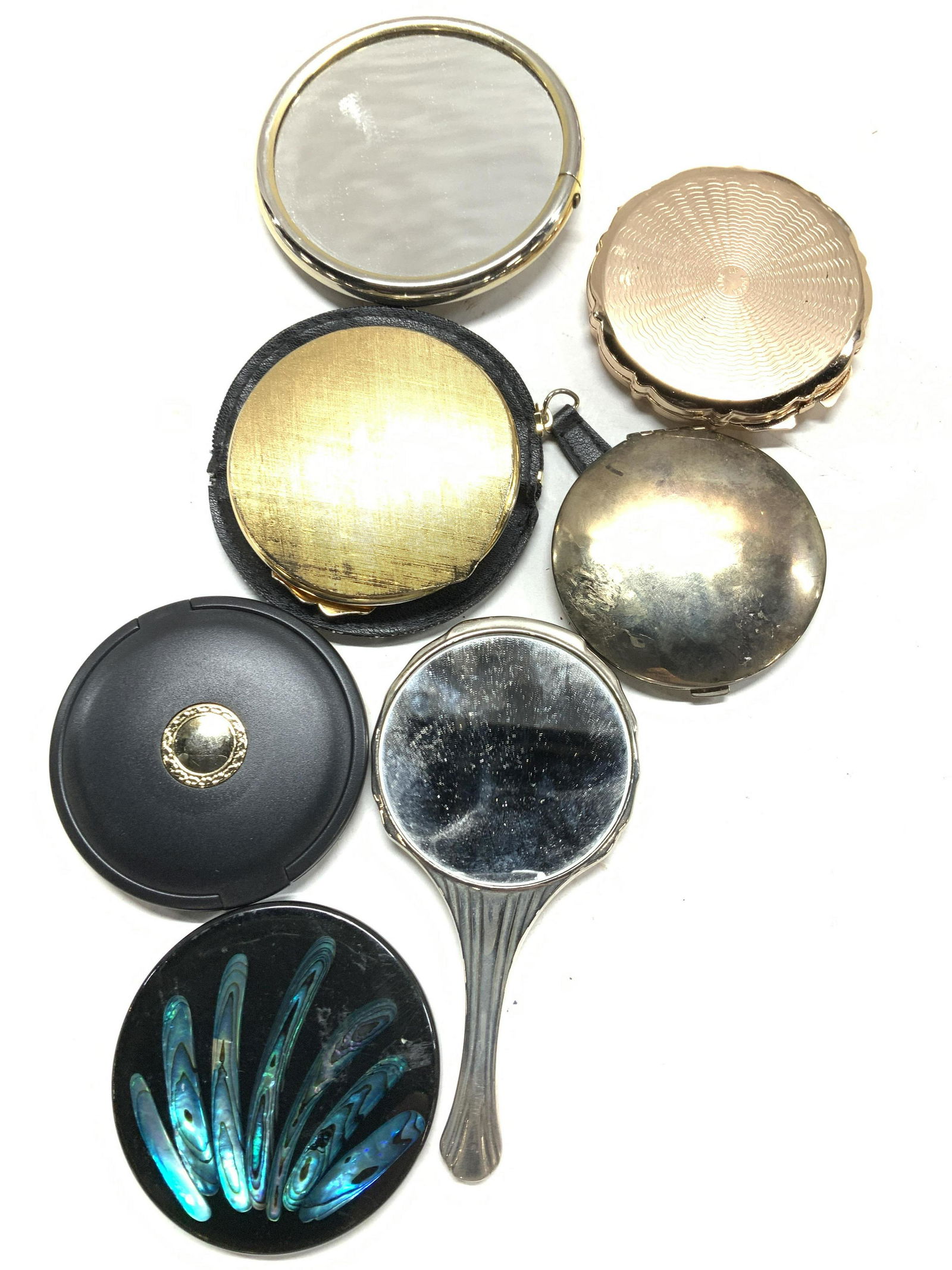 Lot 7 Mirror Compacts, Silver Plated Mirrors (1 of 7)