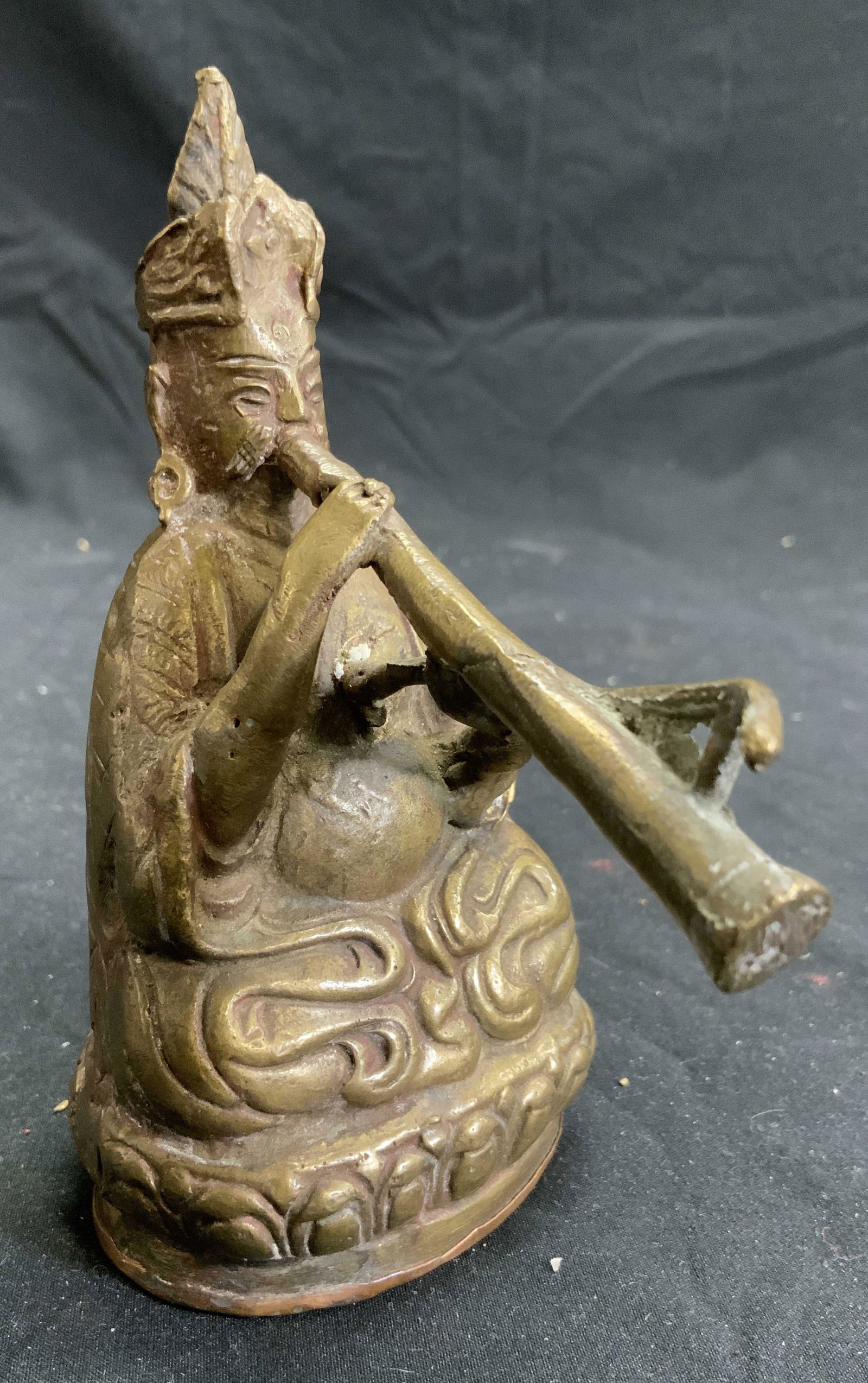 Bronze Nepalese Musician Sitting W Gyaling Figure (1 of 8)