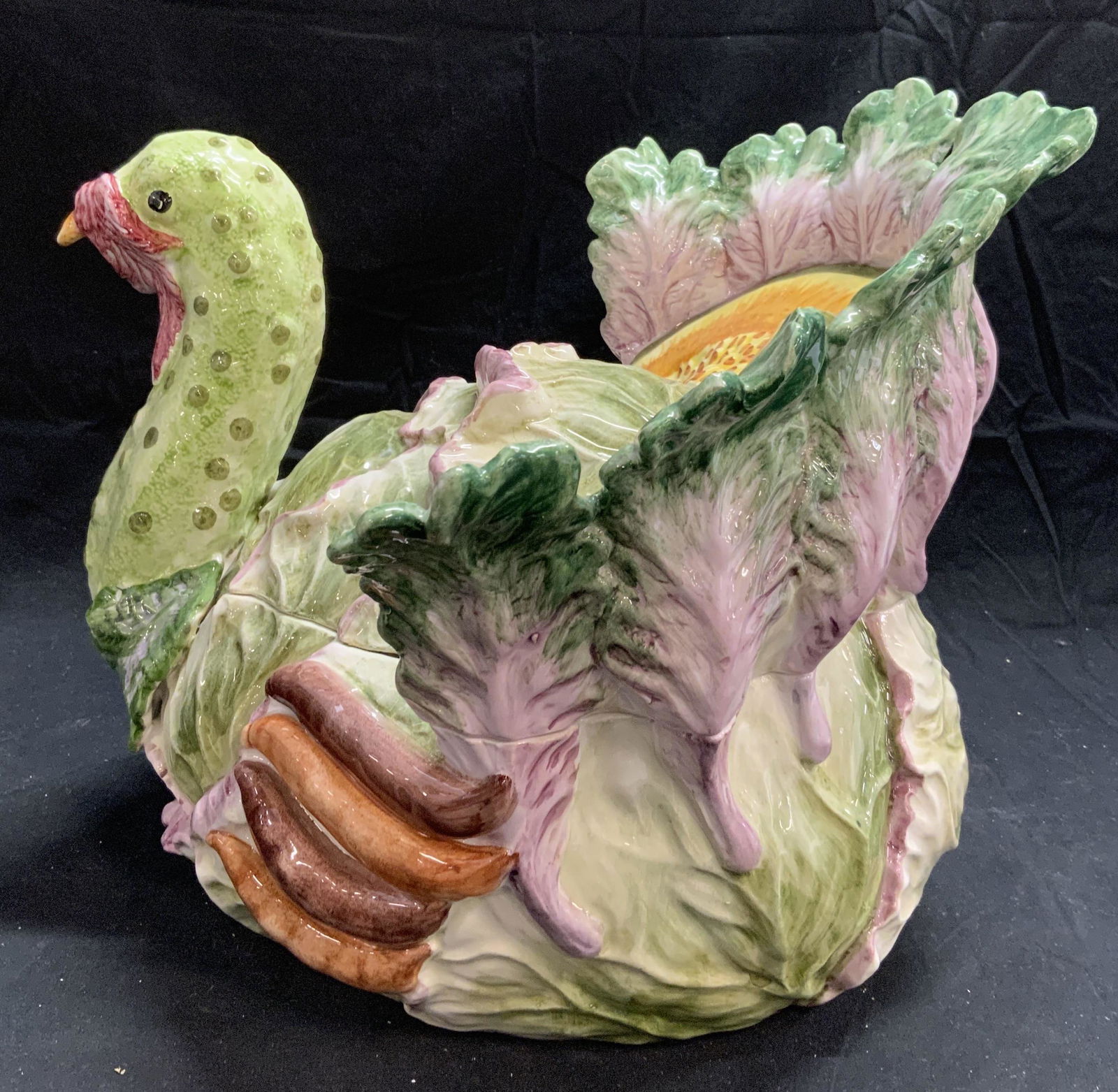 Vintage XL Ceramic Majolica Turkey Tureen, Italy (1 of 9)