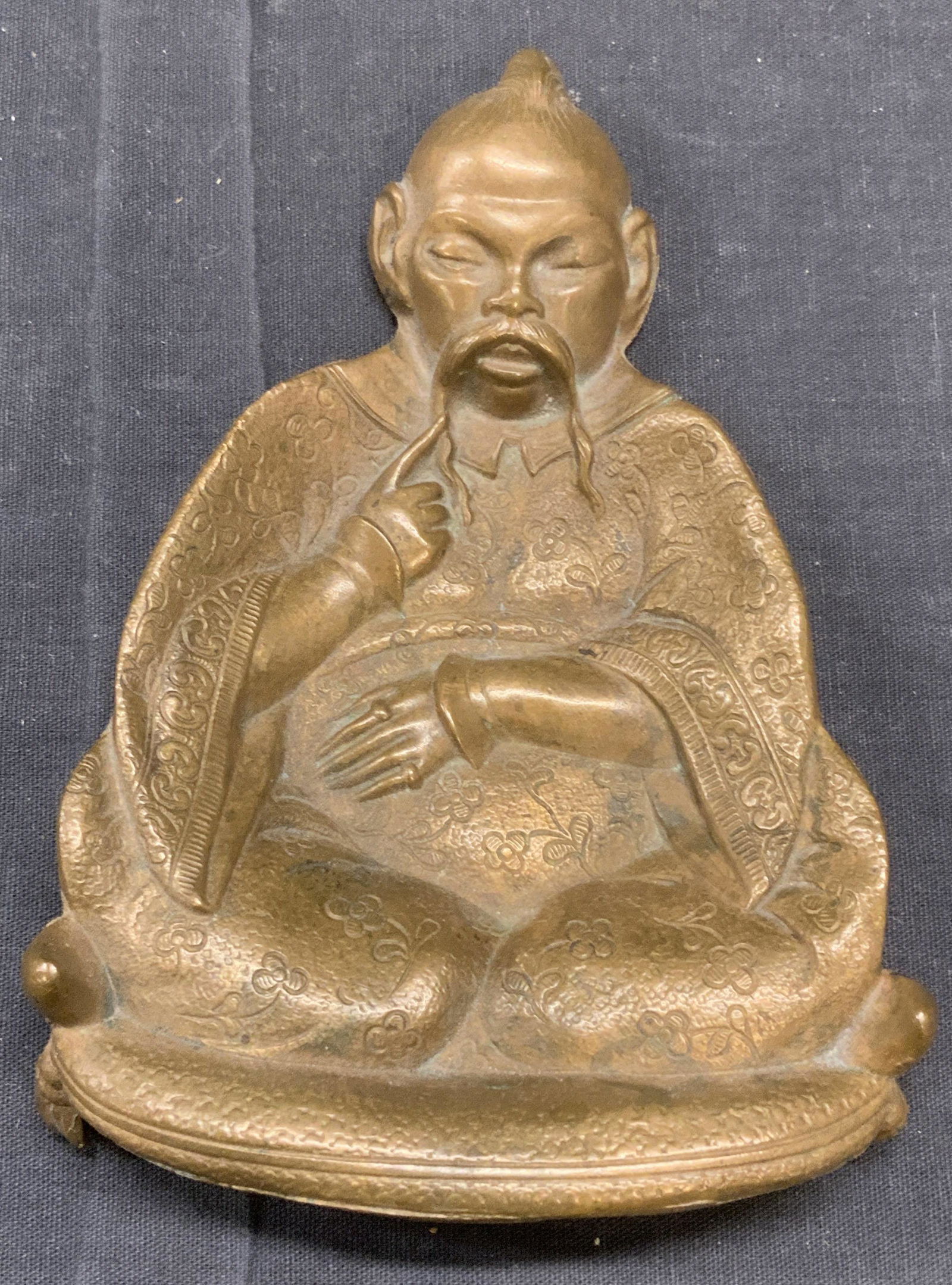 Vintage Bronze Buddha Figural & Stand (1 of 6)