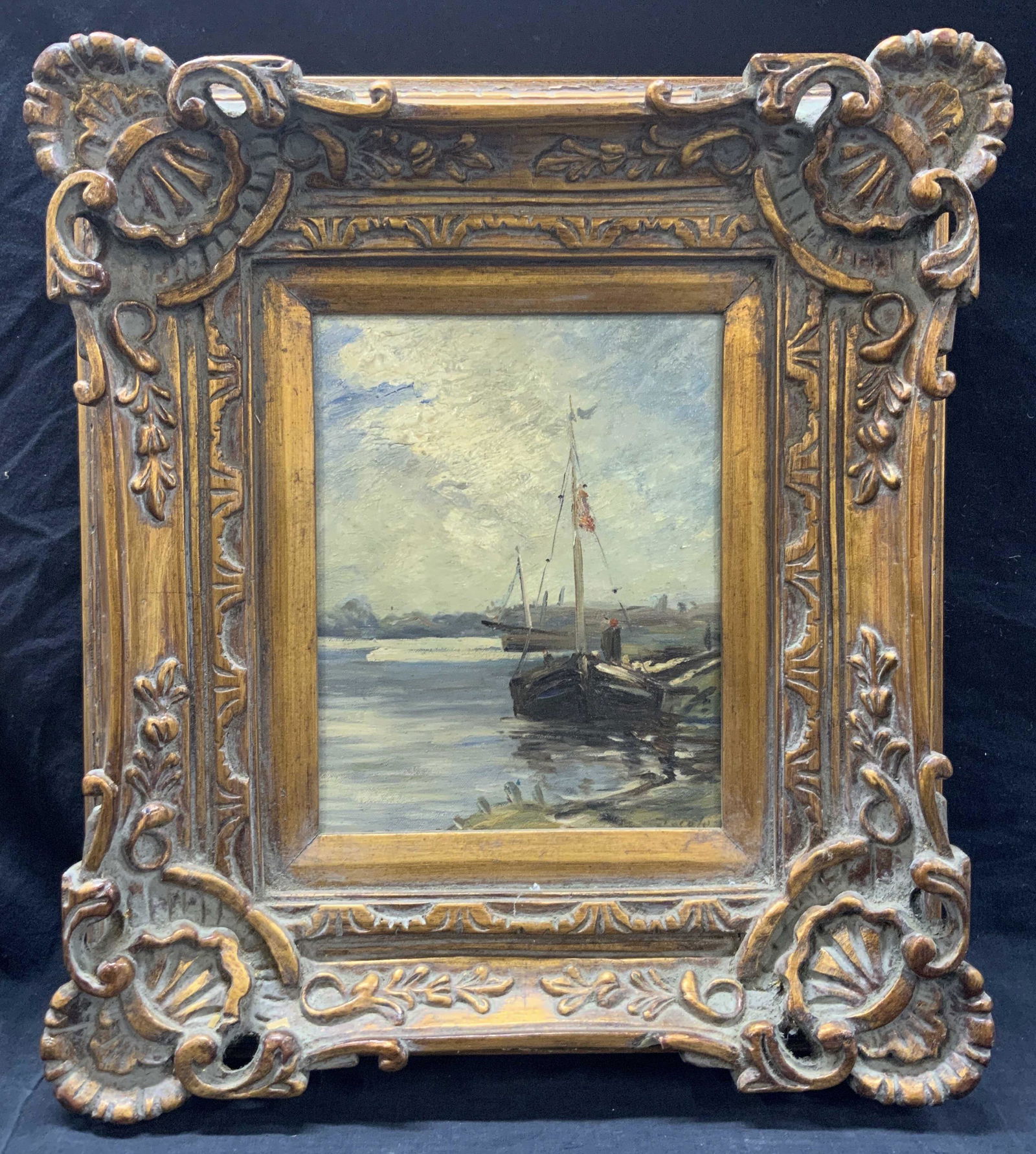 Signed Antique Sail Boat Oil Painting (1 of 11)
